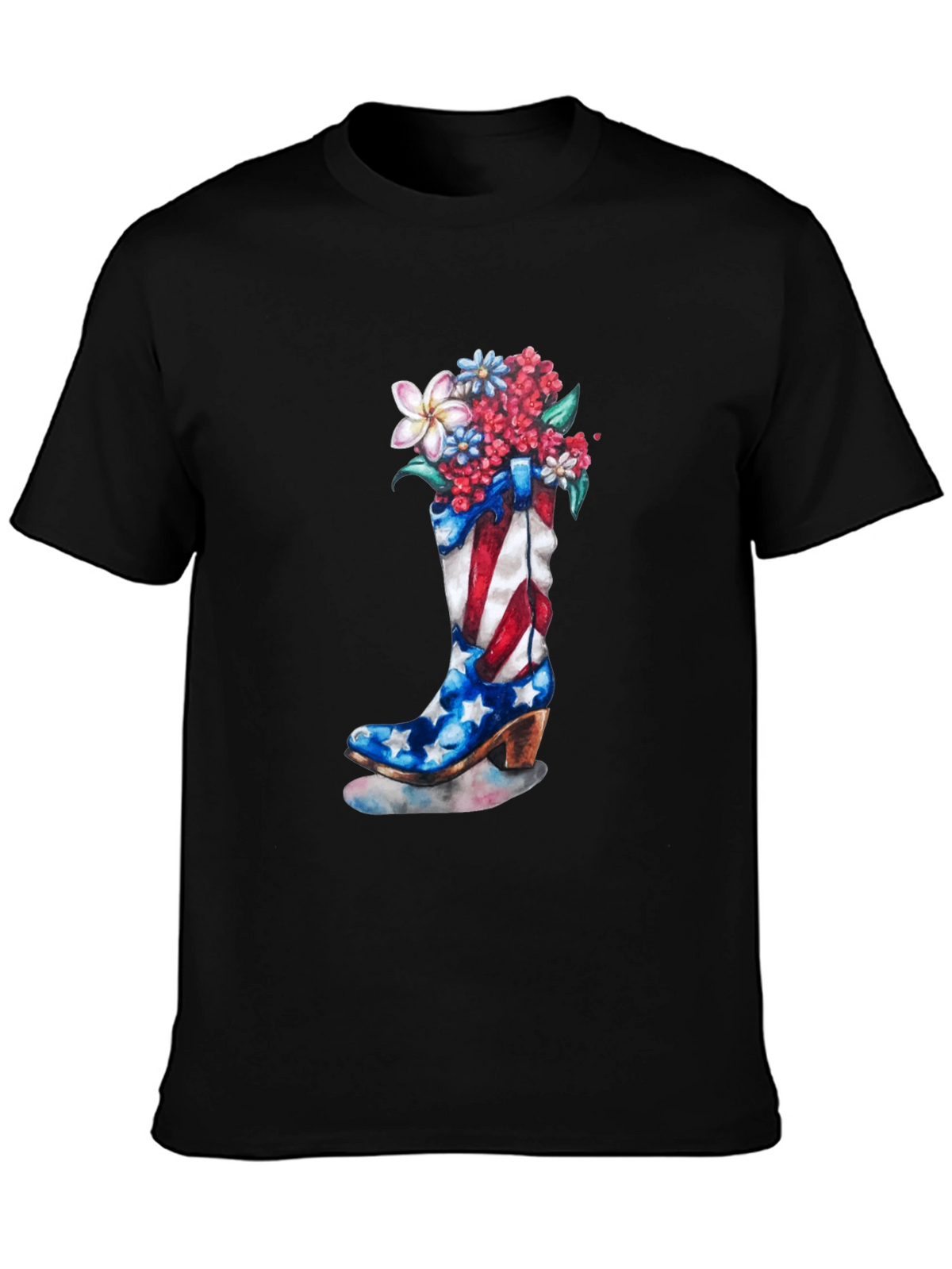 Patriotic Cowboy Boot Floral T-Shirt