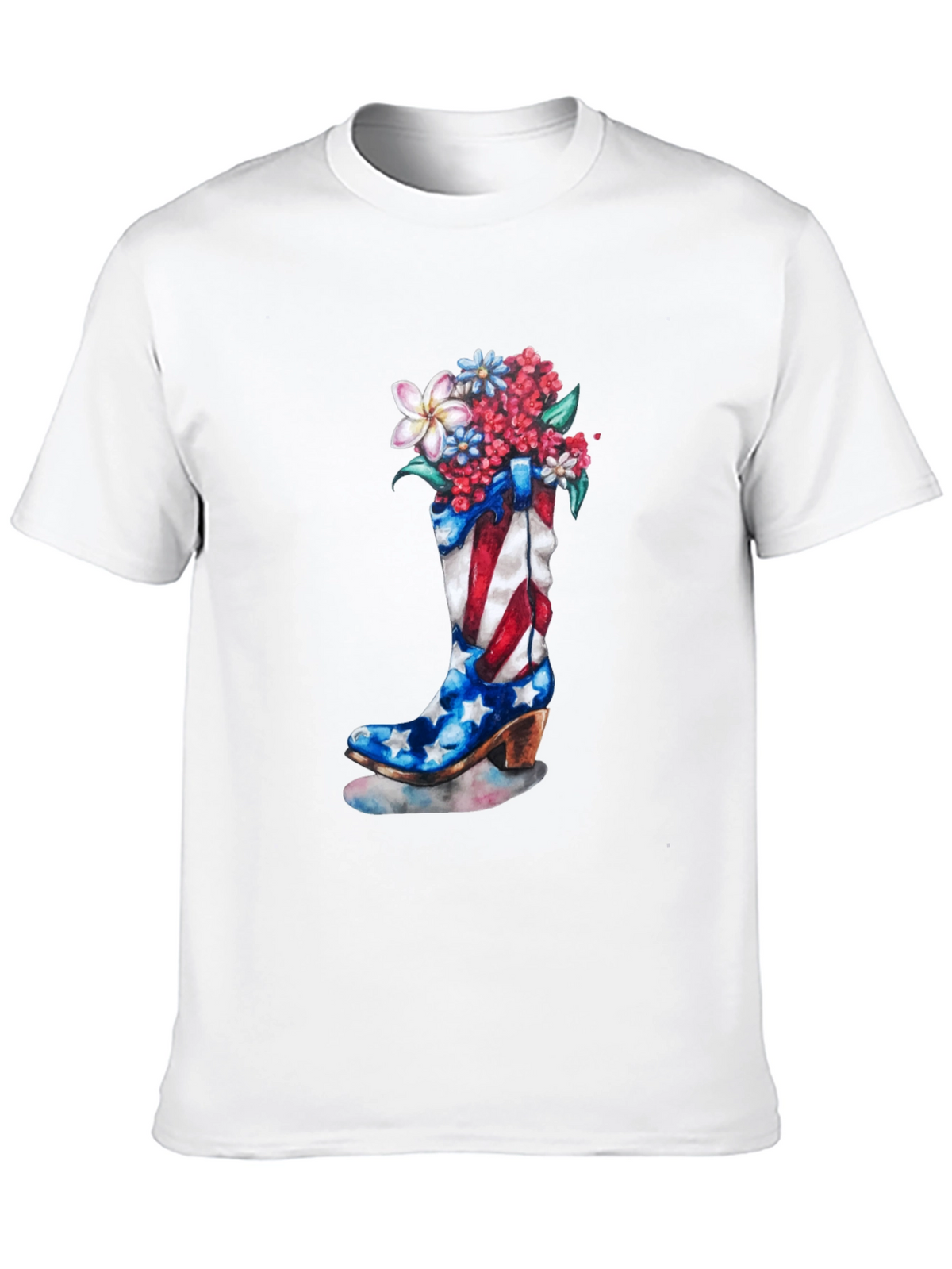 Patriotic Cowboy Boot Floral T-Shirt