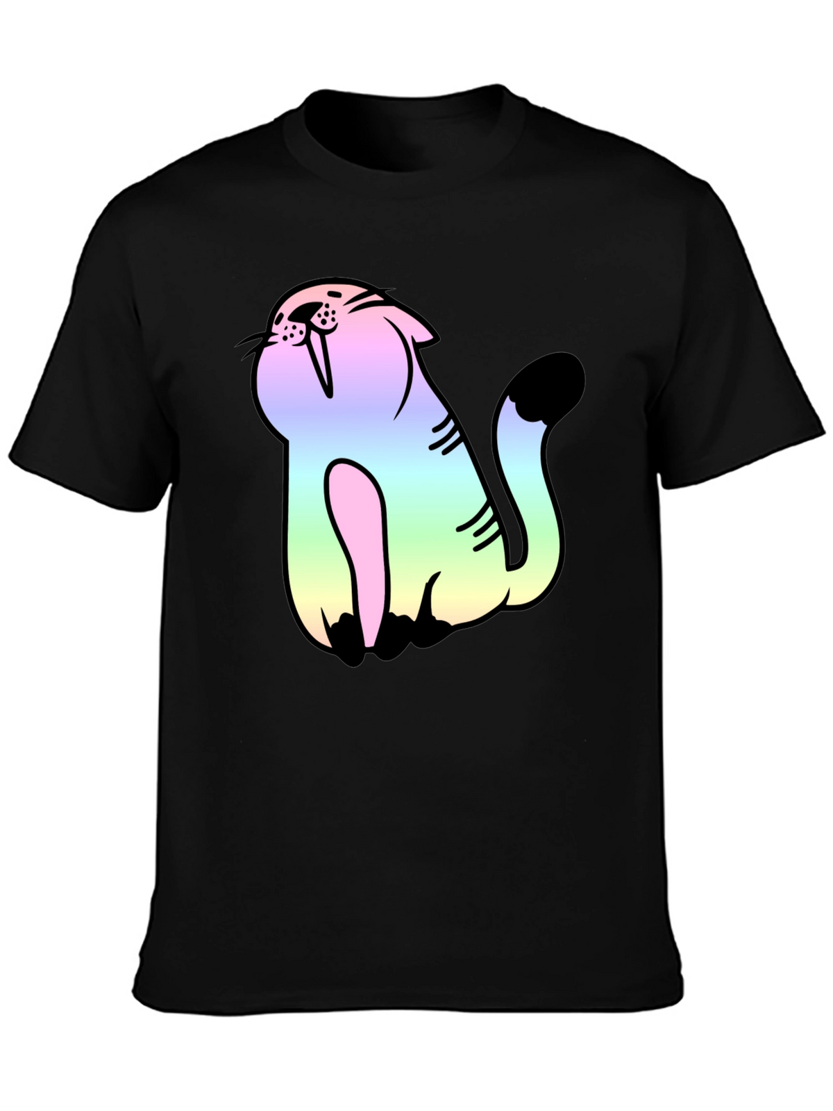 Rainbow Cat Black Tee
