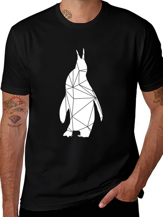 Geometric Penguin Graphic T-Shirt - Modern Black Tee