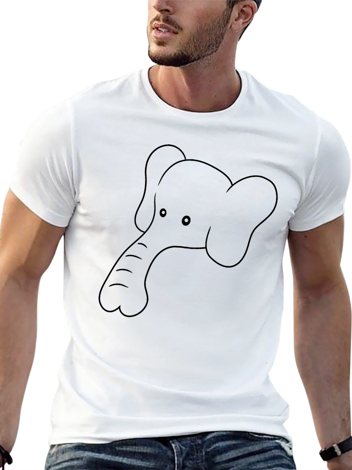 Mens Graphic Tee: Elephant Outline
