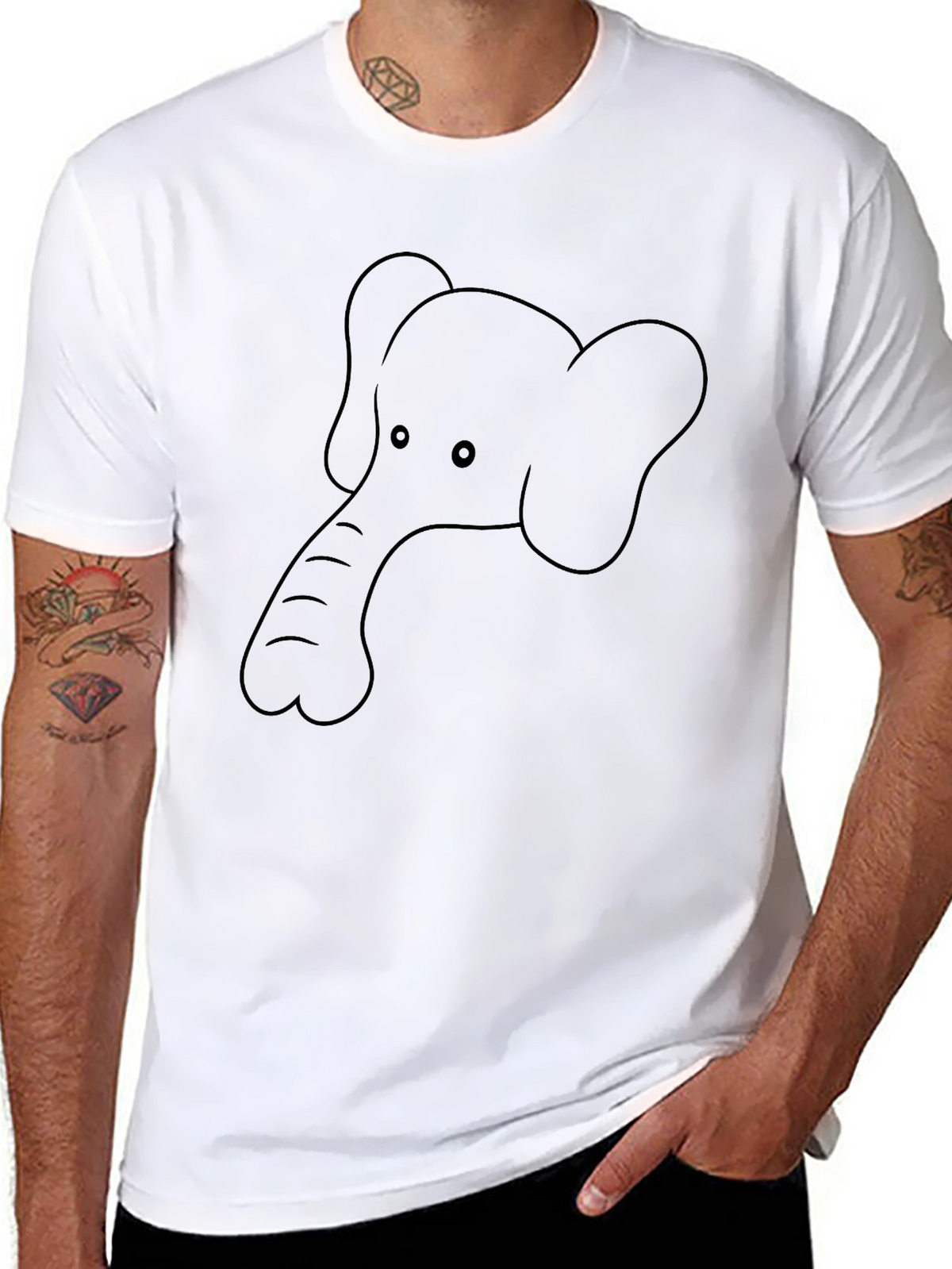 Mens Graphic Tee: Elephant Outline