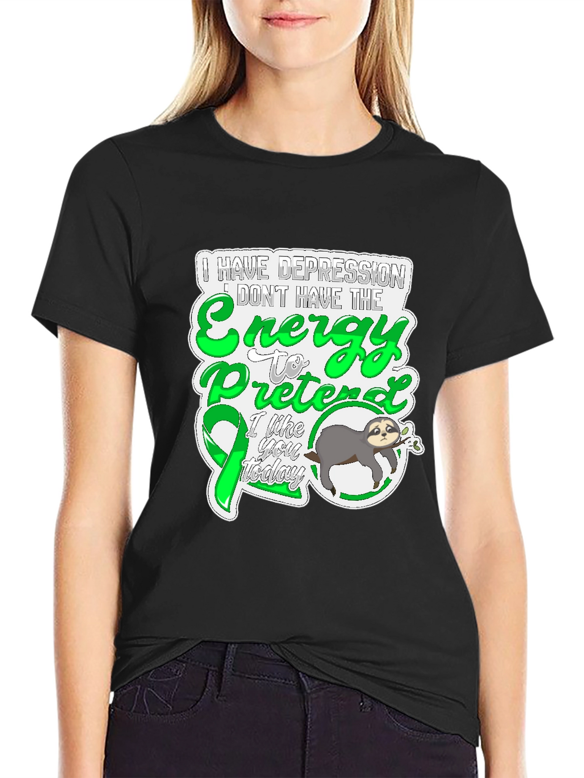 Depression Energy Sloth Graphic Tee