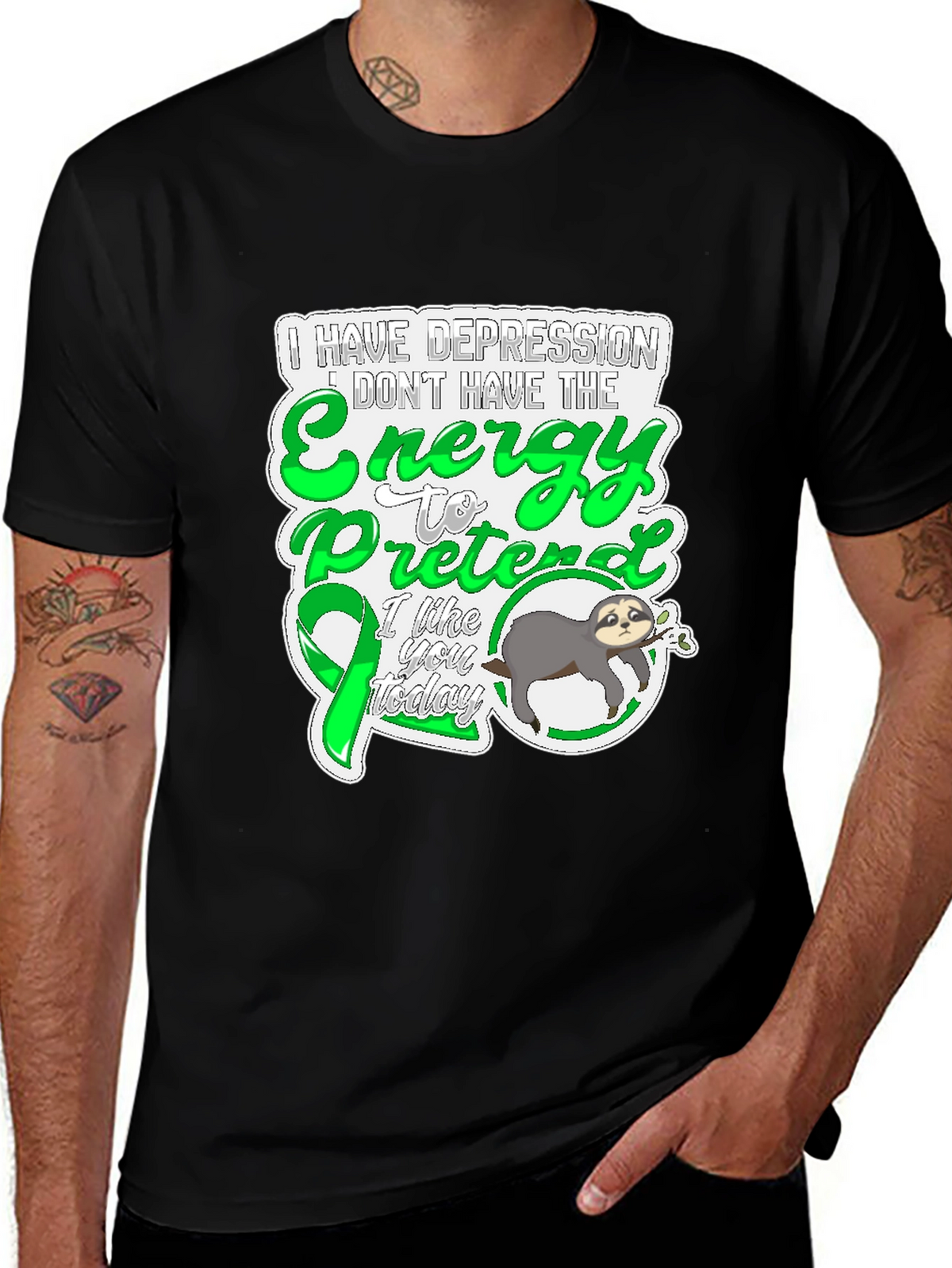Depression Energy Sloth Graphic Tee