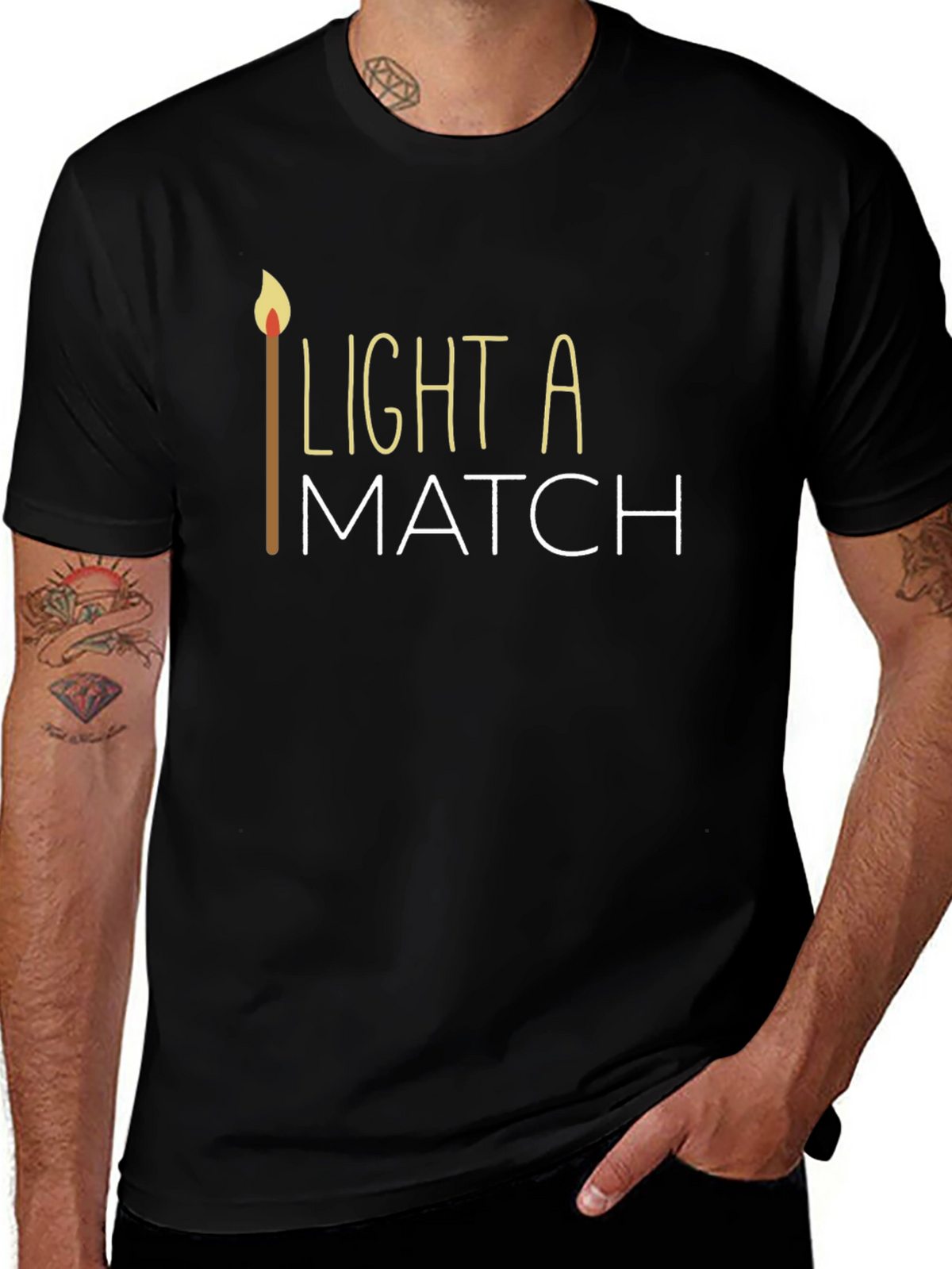 Light a Match Graphic Tee - Stylish Black T-Shirt