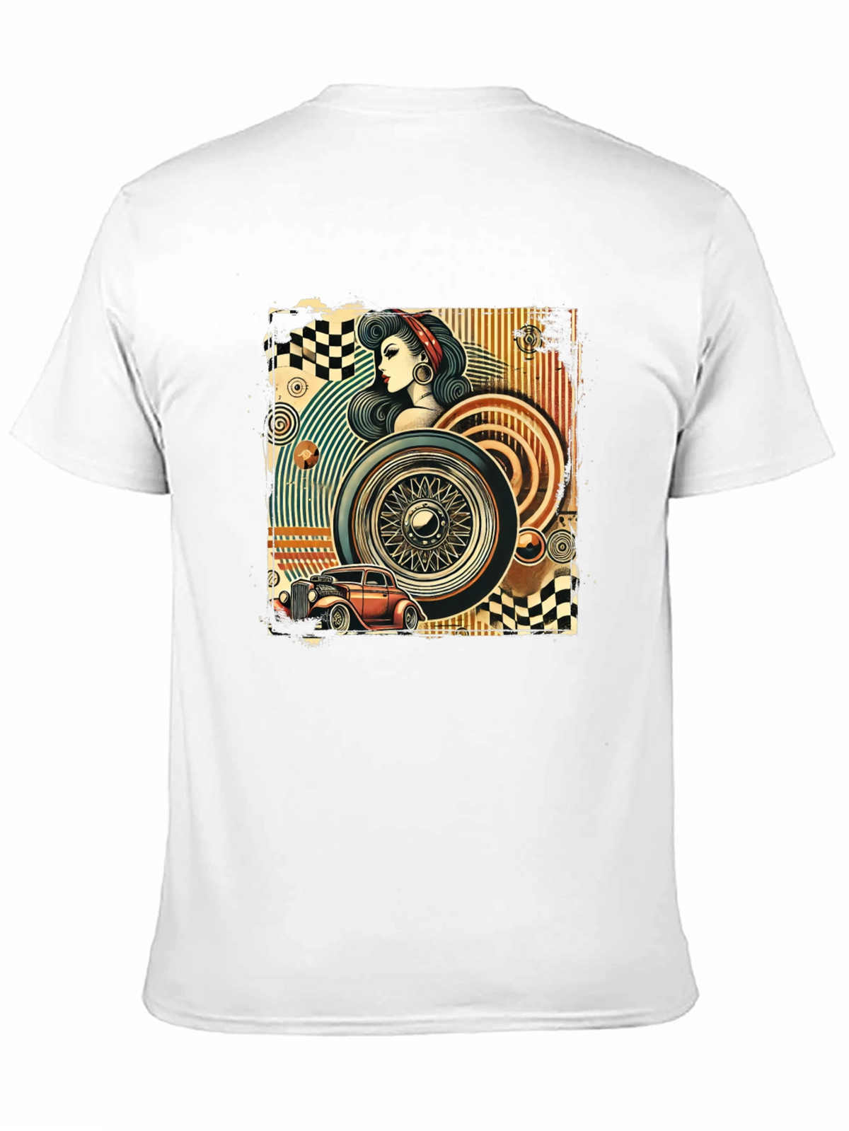 Retro Car & Pin-Up Graphic T-Shirt