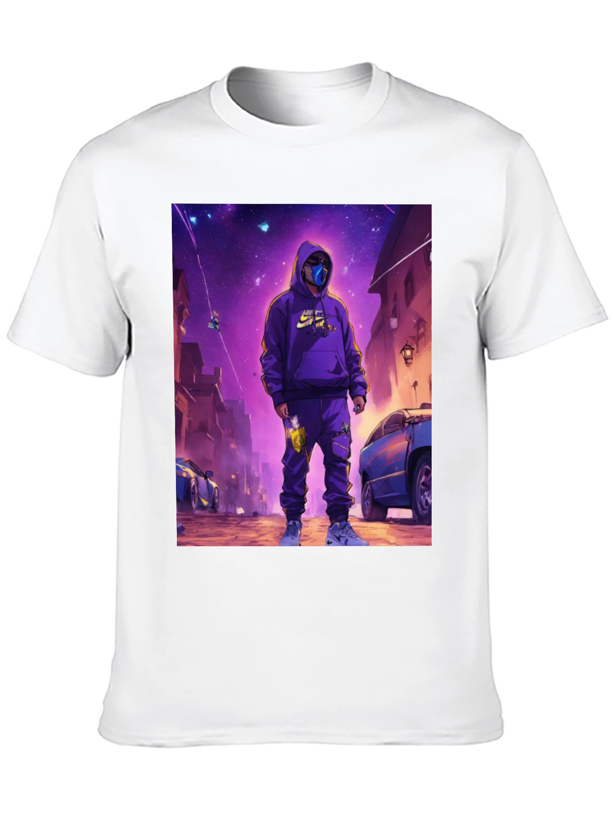 Black T-Shirt with Urban Galaxy Graphic