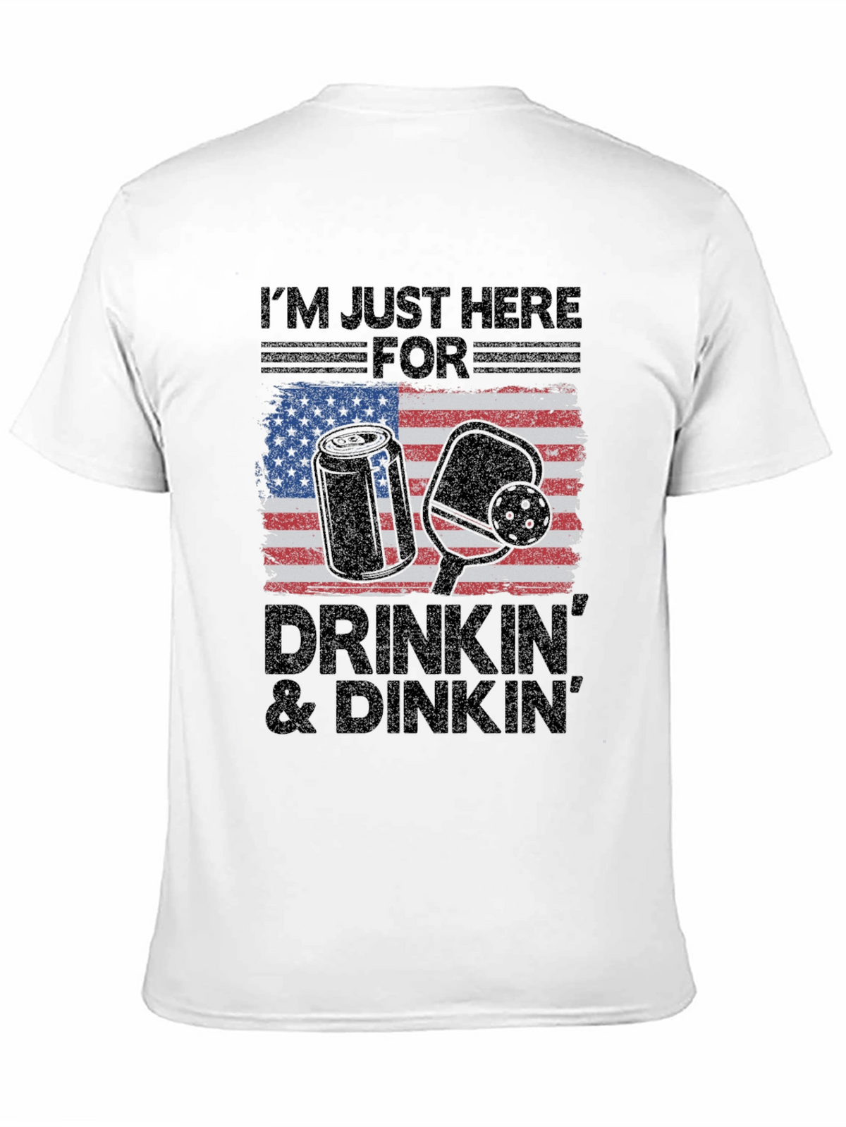 Drinkin & Dinkn T-Shirt - American Flag Pickleball Tee