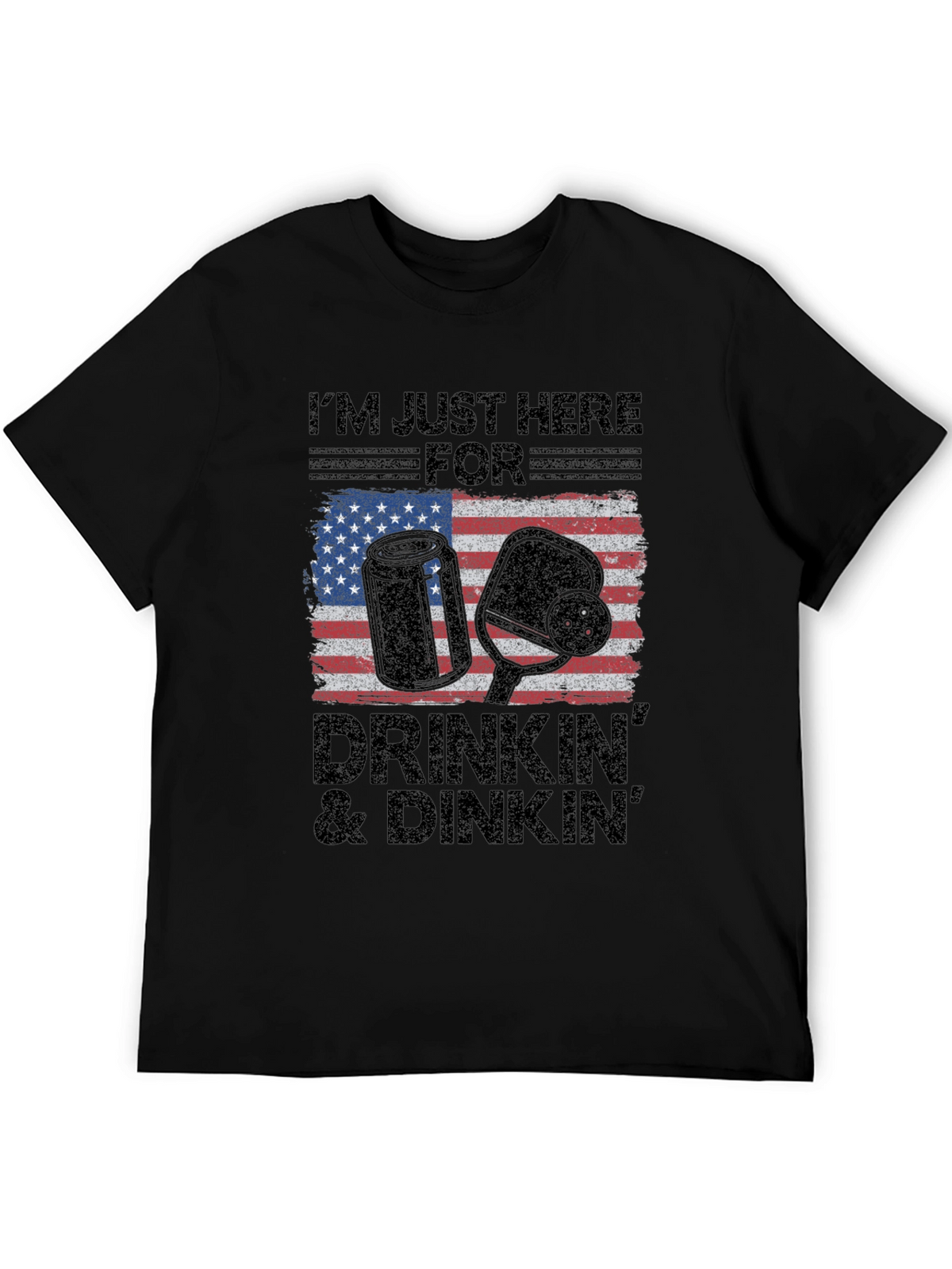 Drinkin & Dinkn T-Shirt - American Flag Pickleball Tee