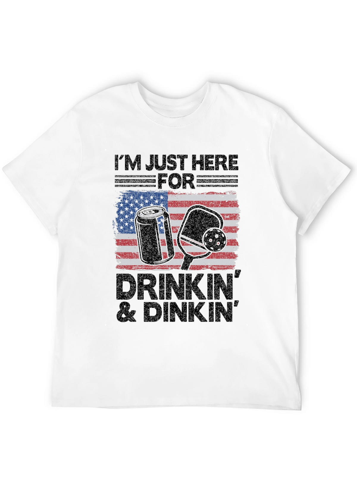 Drinkin & Dinkn T-Shirt - American Flag Pickleball Tee