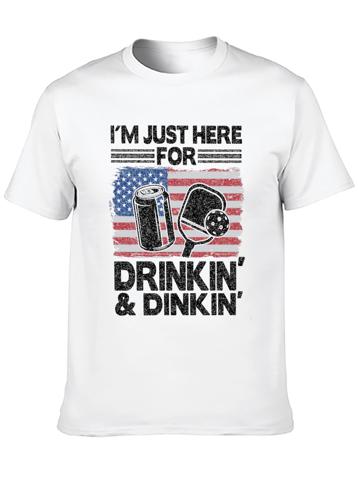 Drinkin & Dinkn T-Shirt - American Flag Pickleball Tee