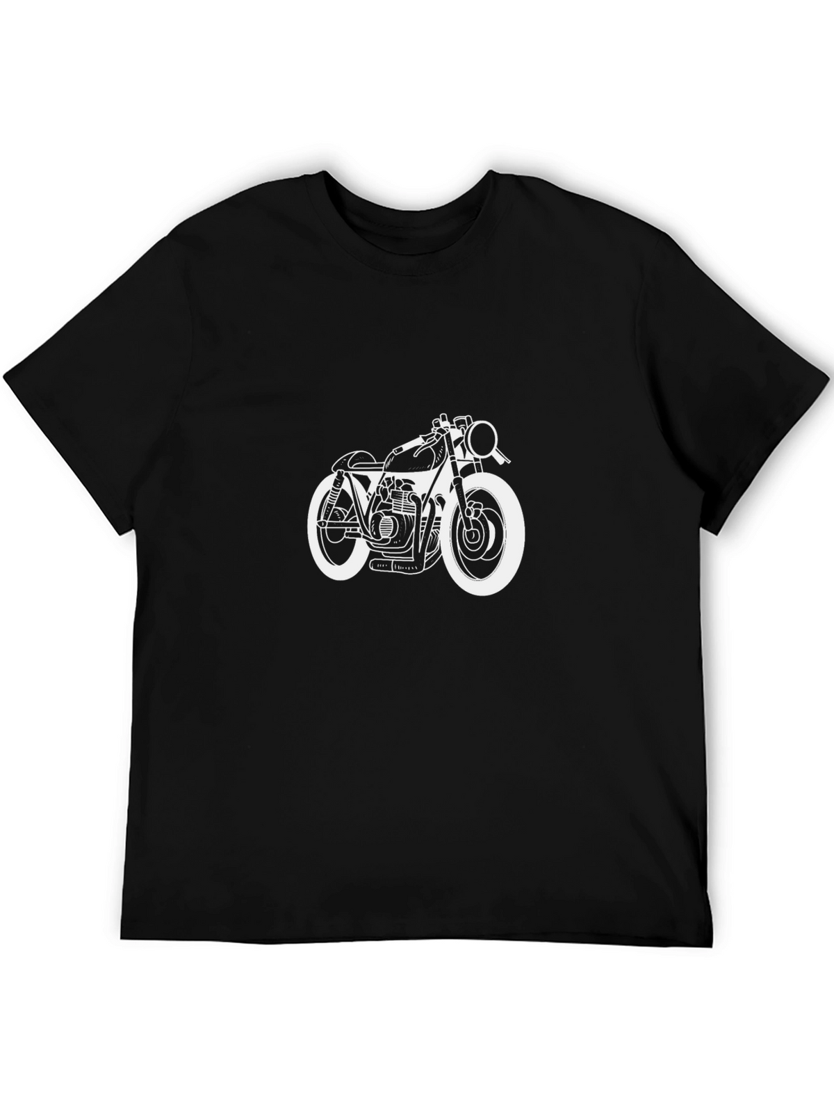 Motorcycle Graphic Tee - Black Cotton T-Shirt