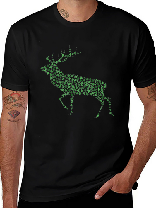 St. Patricks Day Deer Clover Graphic T-Shirt