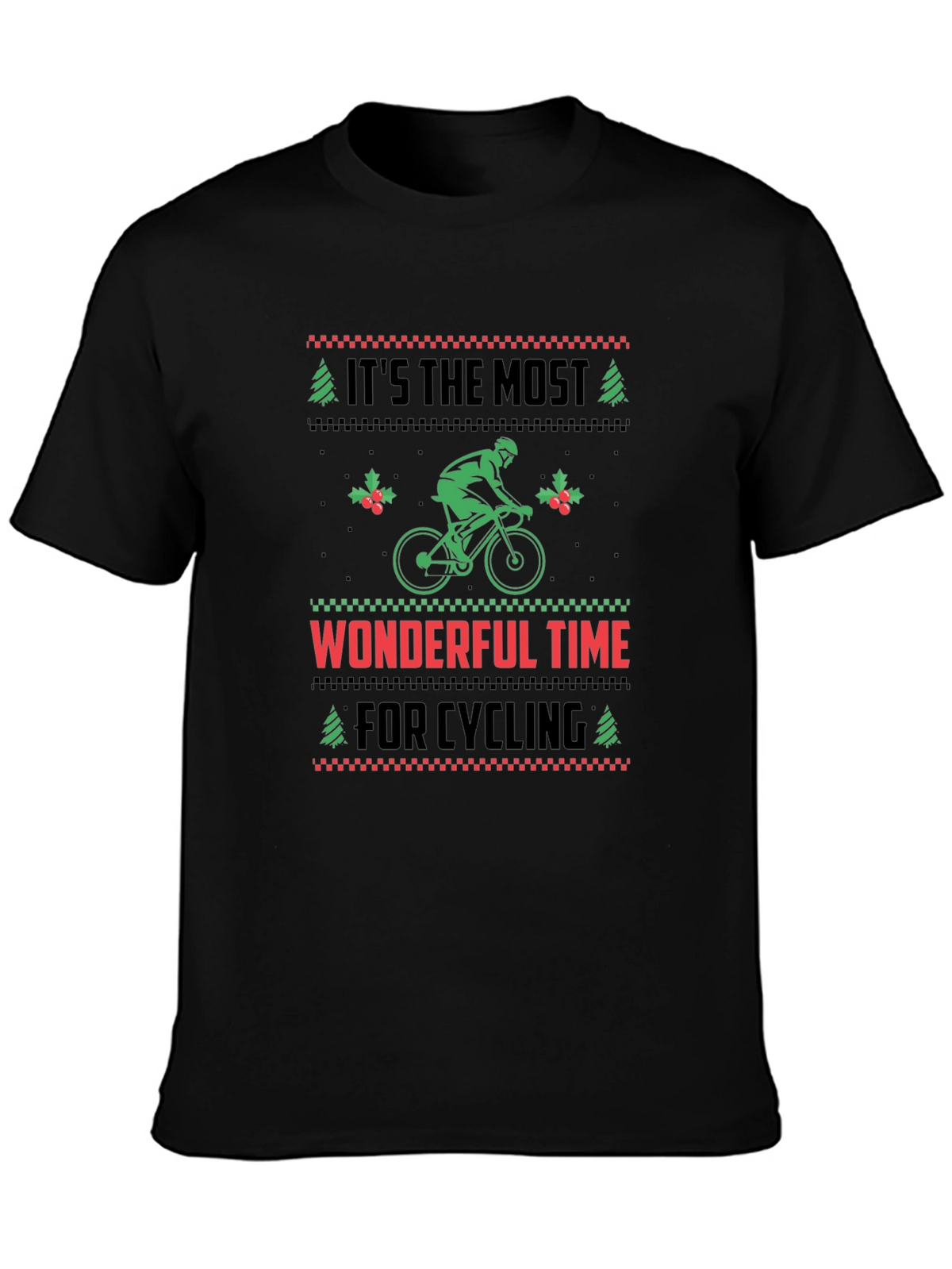 Cycling Christmas T-Shirt - Holiday Ugly Sweater Style