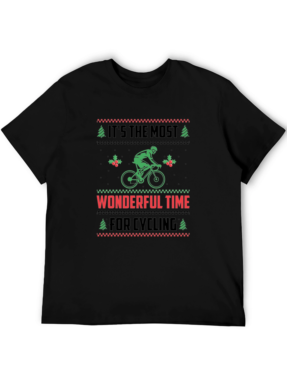 Cycling Christmas T-Shirt - Holiday Ugly Sweater Style