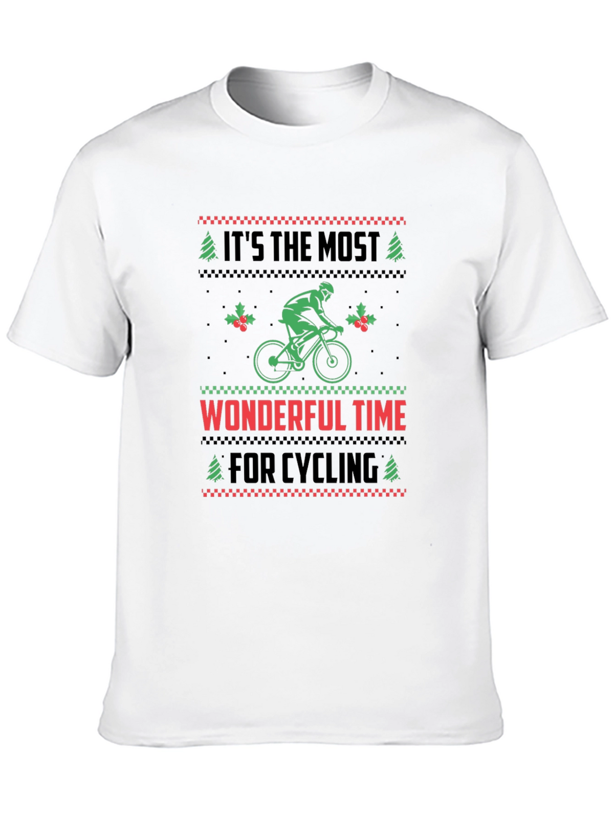 Cycling Christmas T-Shirt - Holiday Ugly Sweater Style
