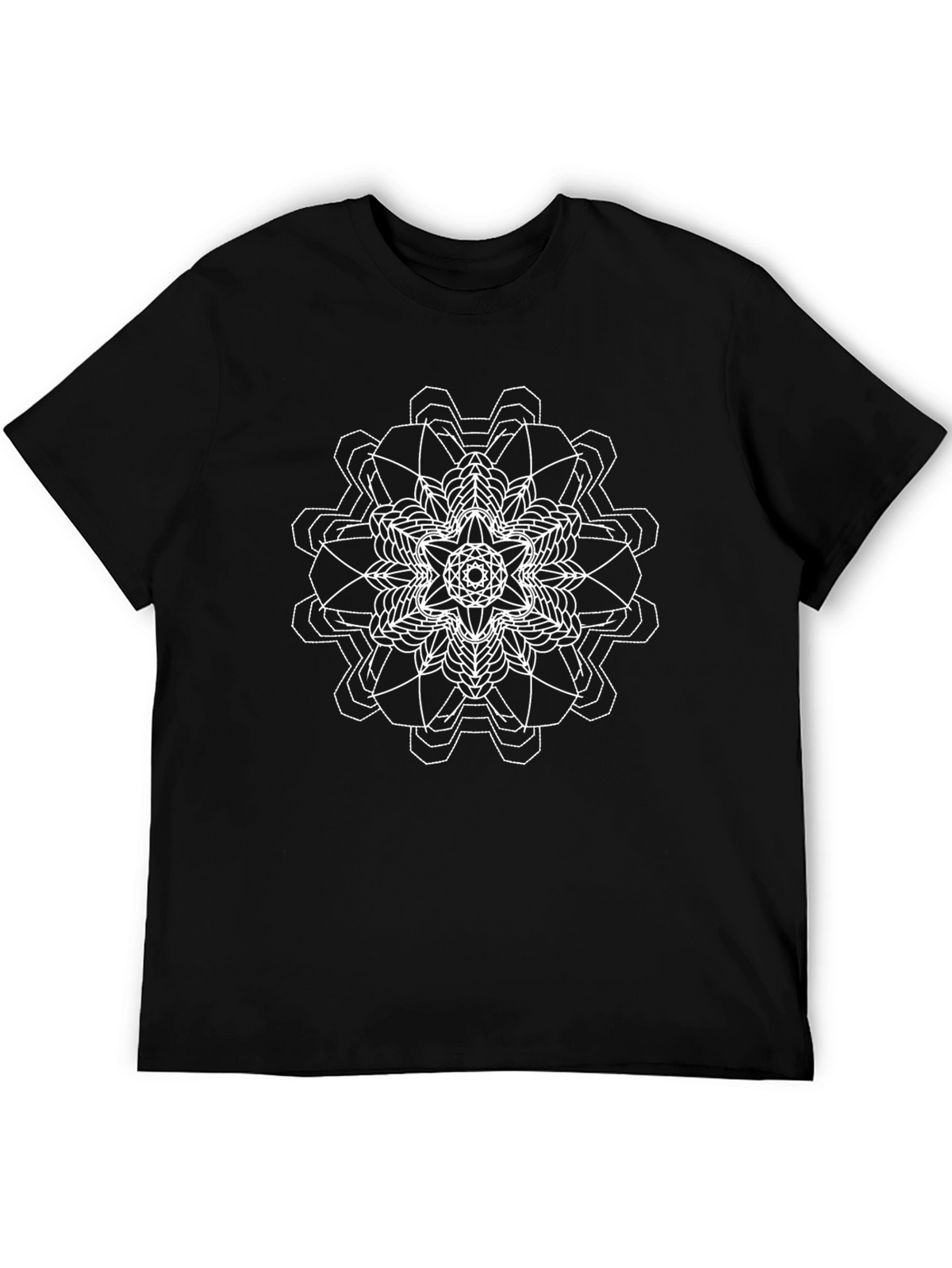 Geometric Mandala Graphic Tee - Black Cotton Comfort