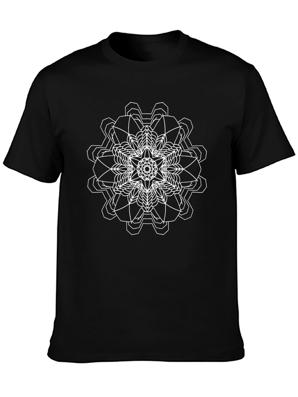 Geometric Mandala Graphic Tee - Black Cotton Comfort