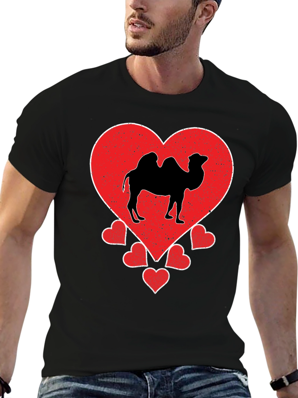 Camel Heart Graphic T-Shirt - Black Cotton Tee