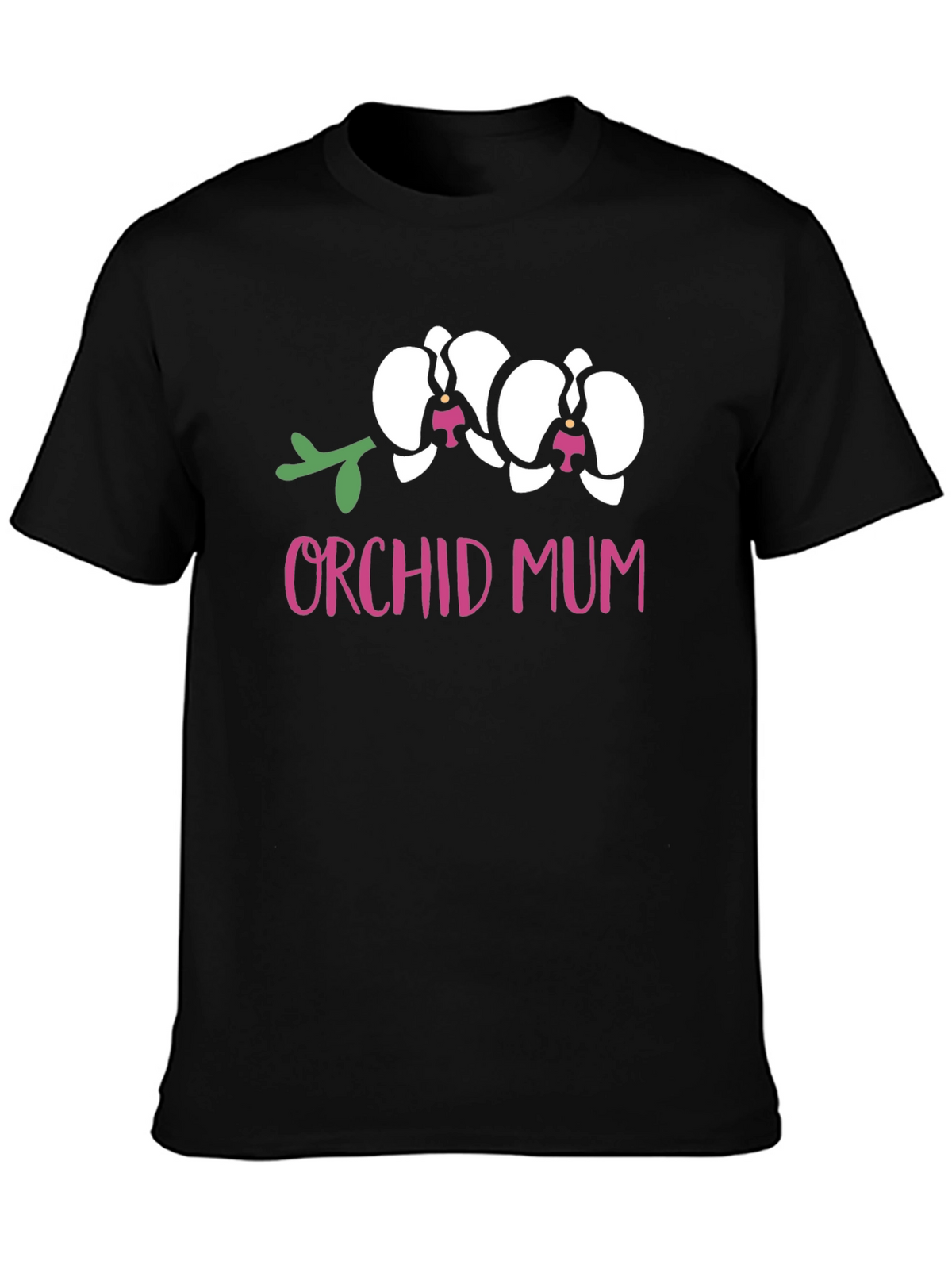 Orchid Mum Graphic Tee - Black Cotton T-Shirt