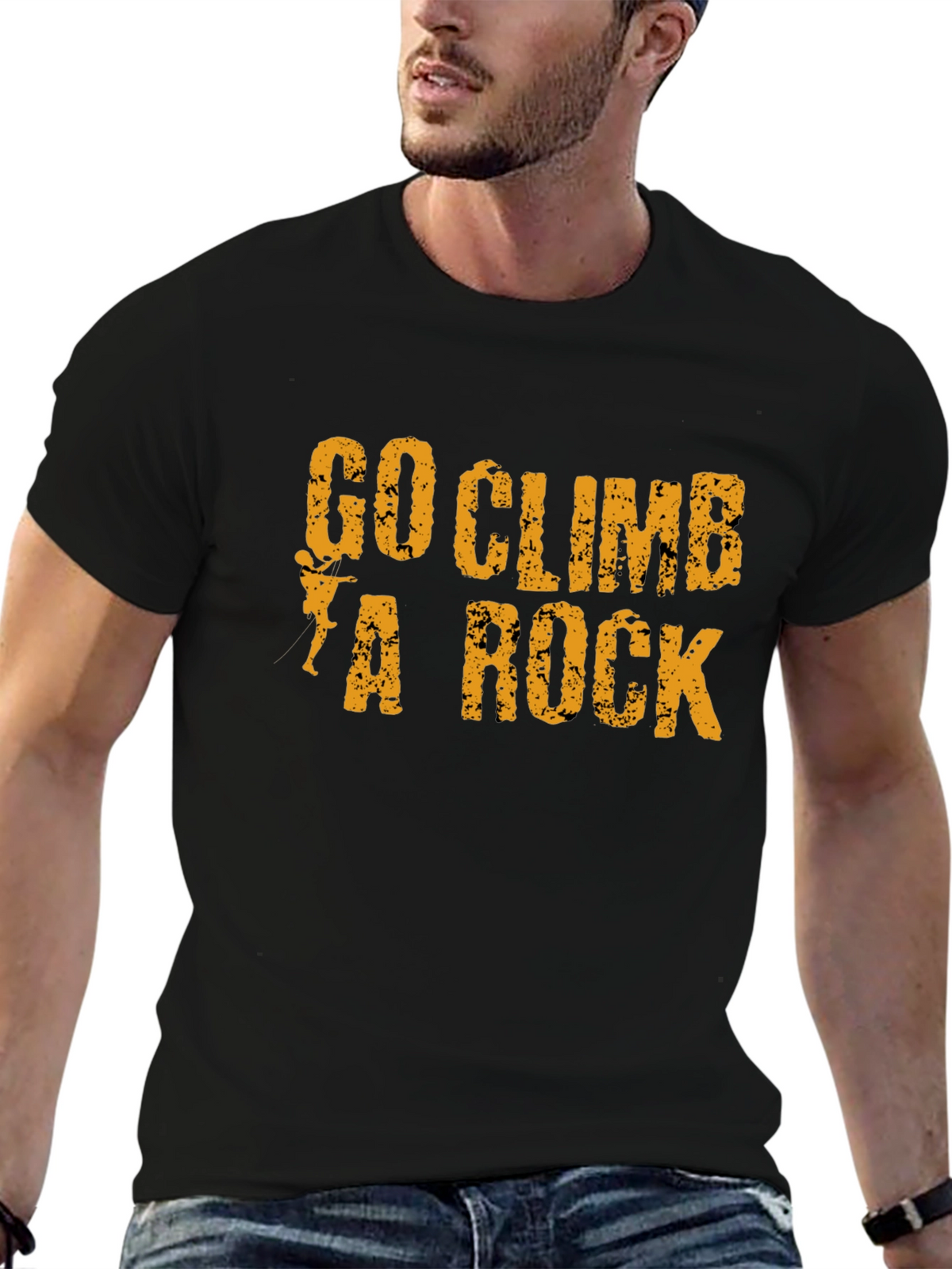 Go Climb A Rock Black Graphic T-Shirt