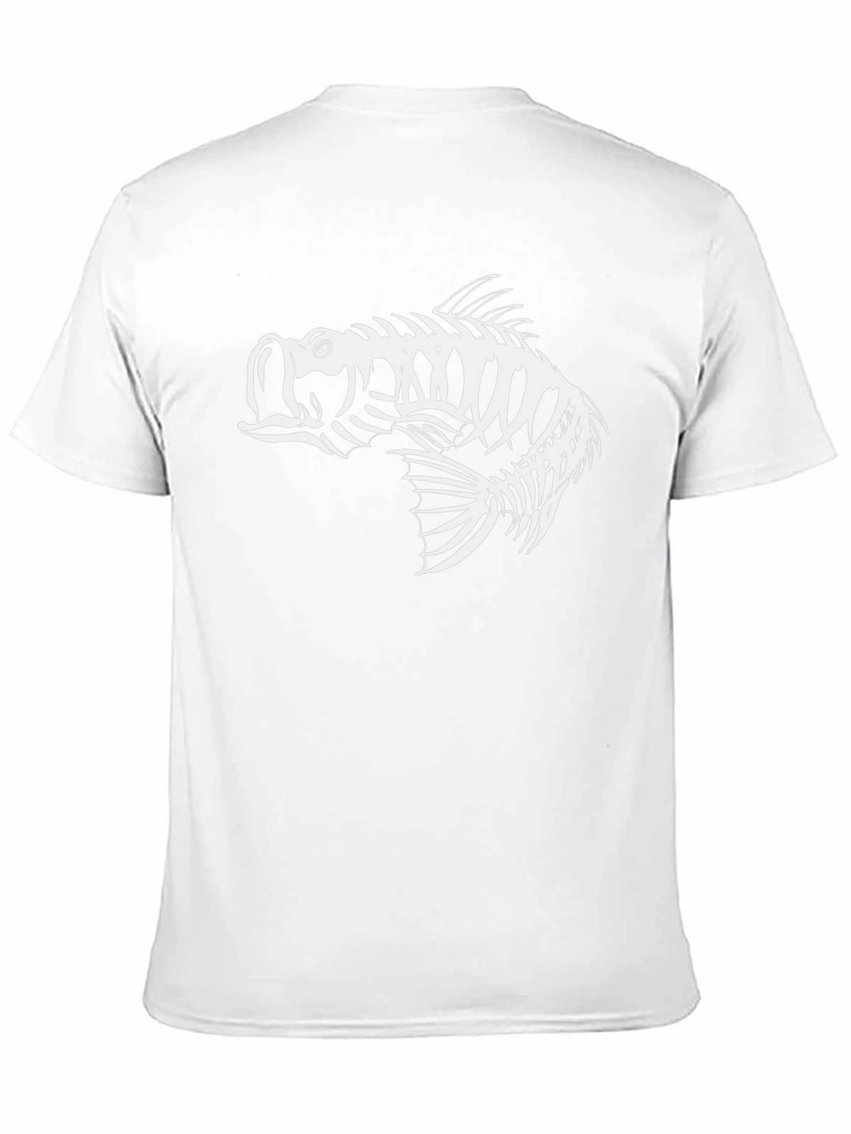 Black T-Shirt with Fish Skeleton Graphic