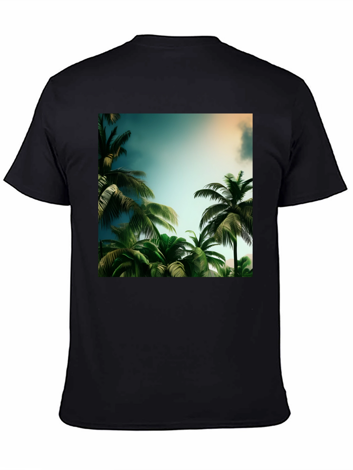 Tropical Palm Tree Graphic Black T-Shirt