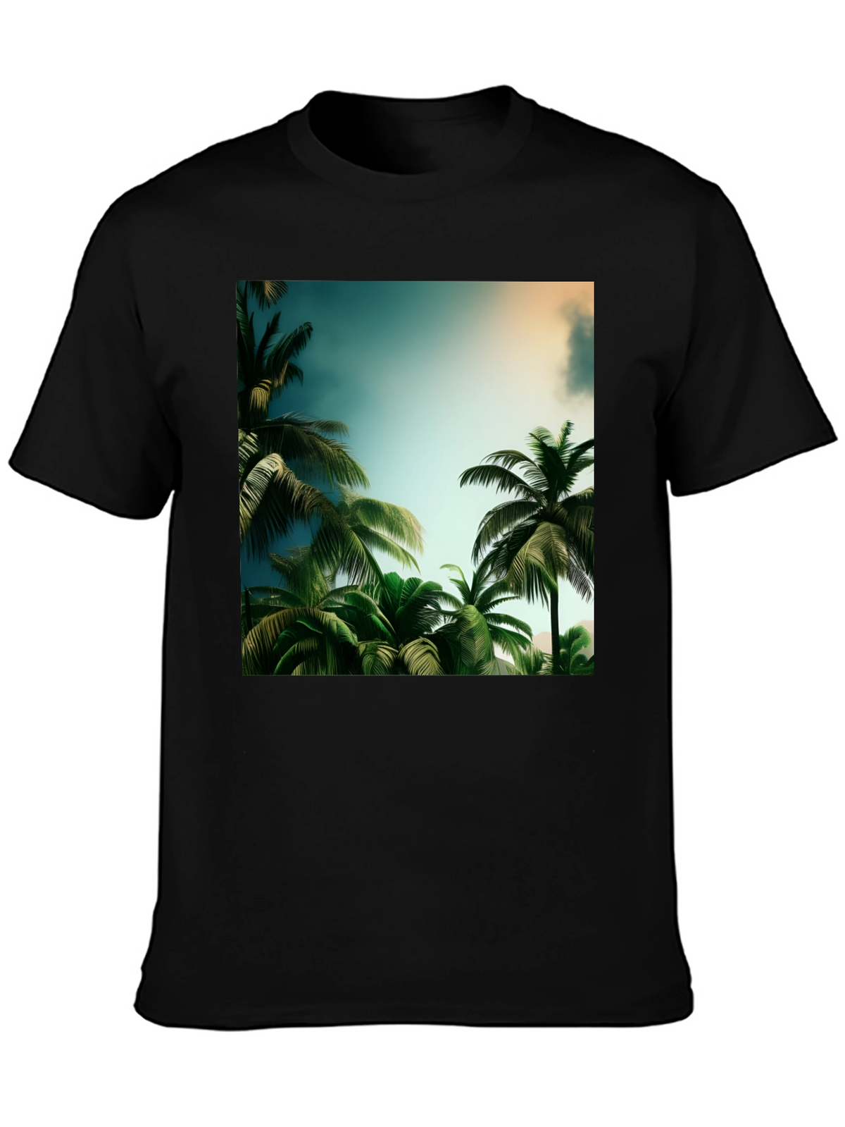 Tropical Palm Tree Graphic Black T-Shirt