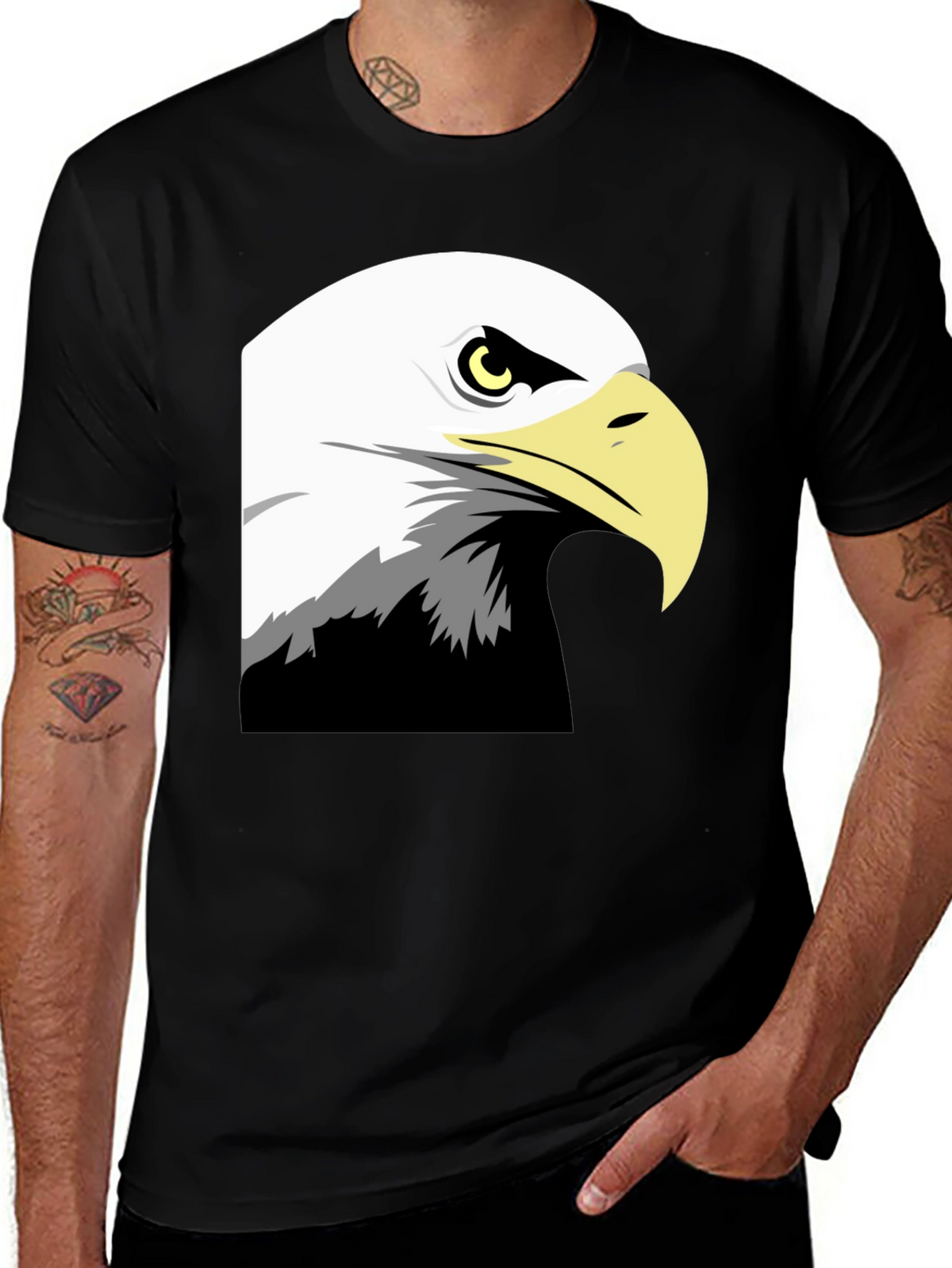 Bold Eagle Graphic Tee - Black Cotton Blend
