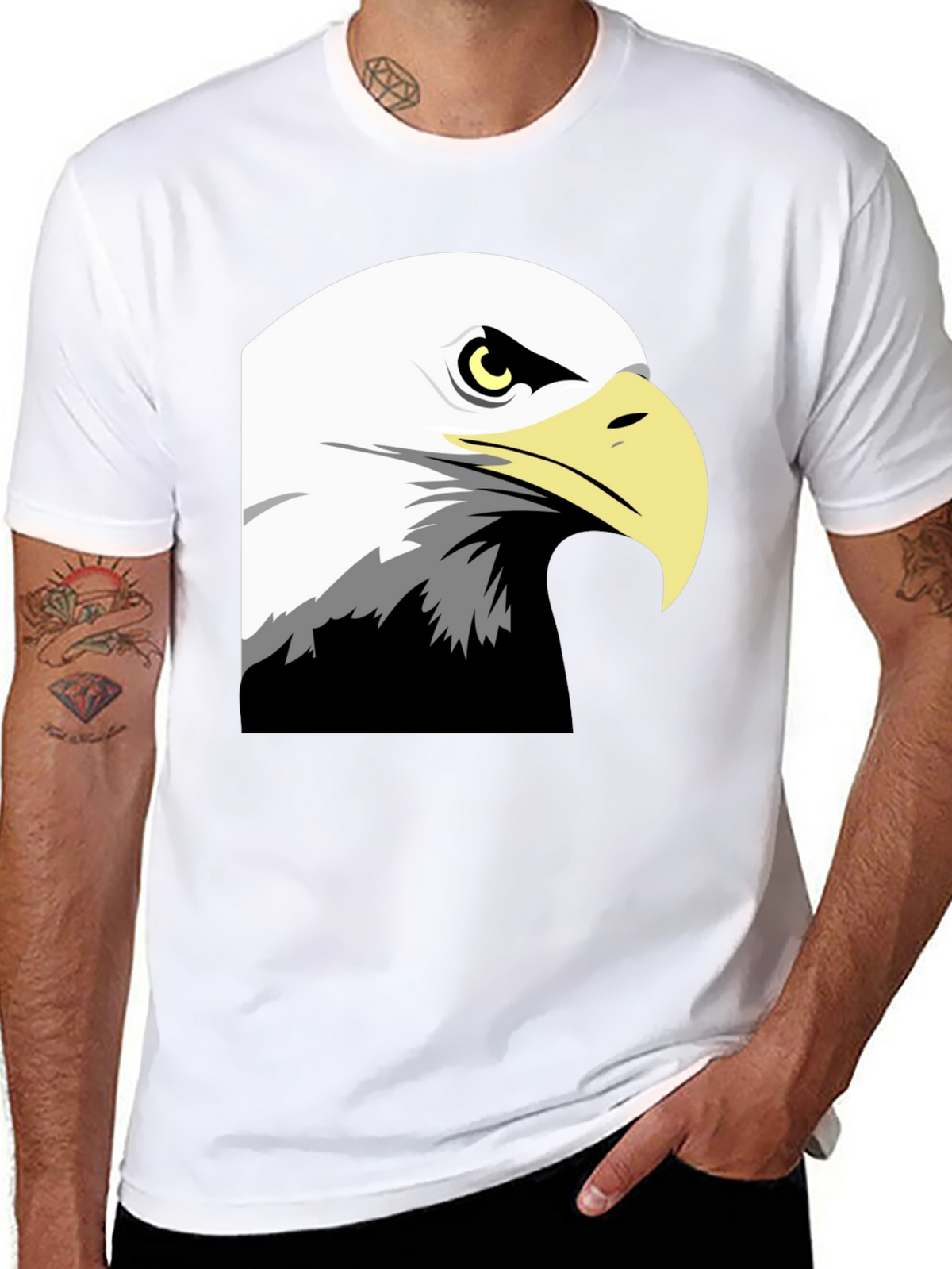 Bold Eagle Graphic Tee - Black Cotton Blend