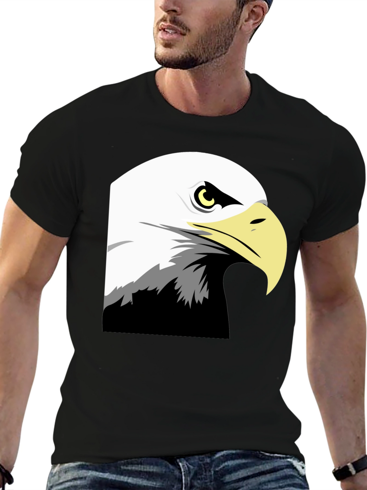 Bold Eagle Graphic Tee - Black Cotton Blend