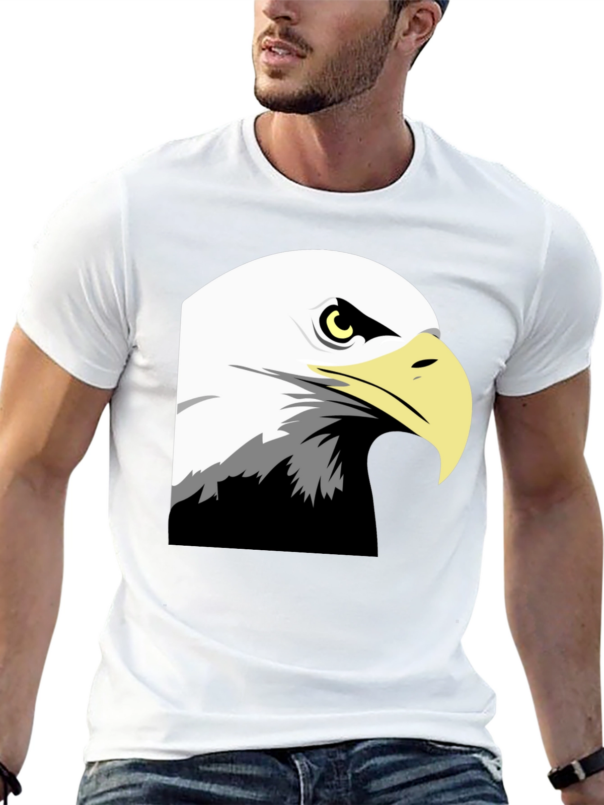 Bold Eagle Graphic Tee - Black Cotton Blend