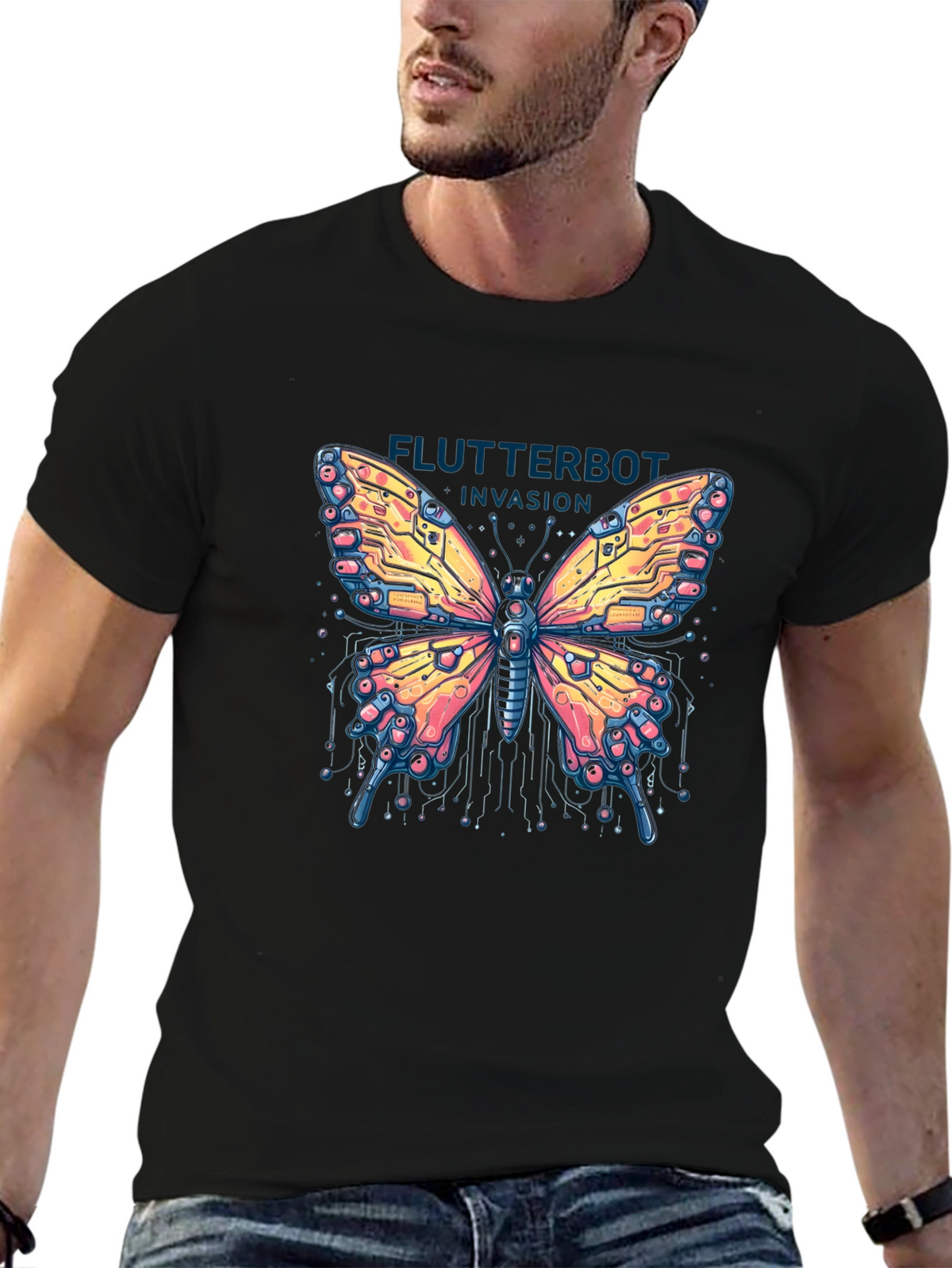 Flutterbot Invasion T-Shirt - Robotic Butterfly Design