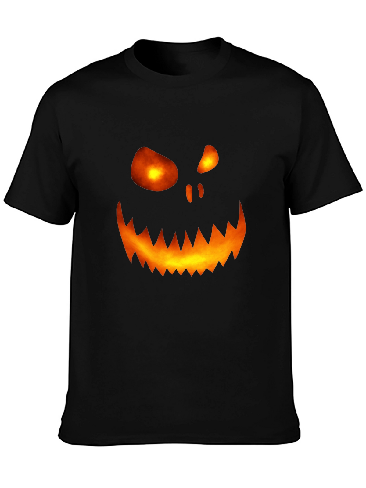 Halloween Pumpkin Face Graphic Tee - Mens Black T-Shirt