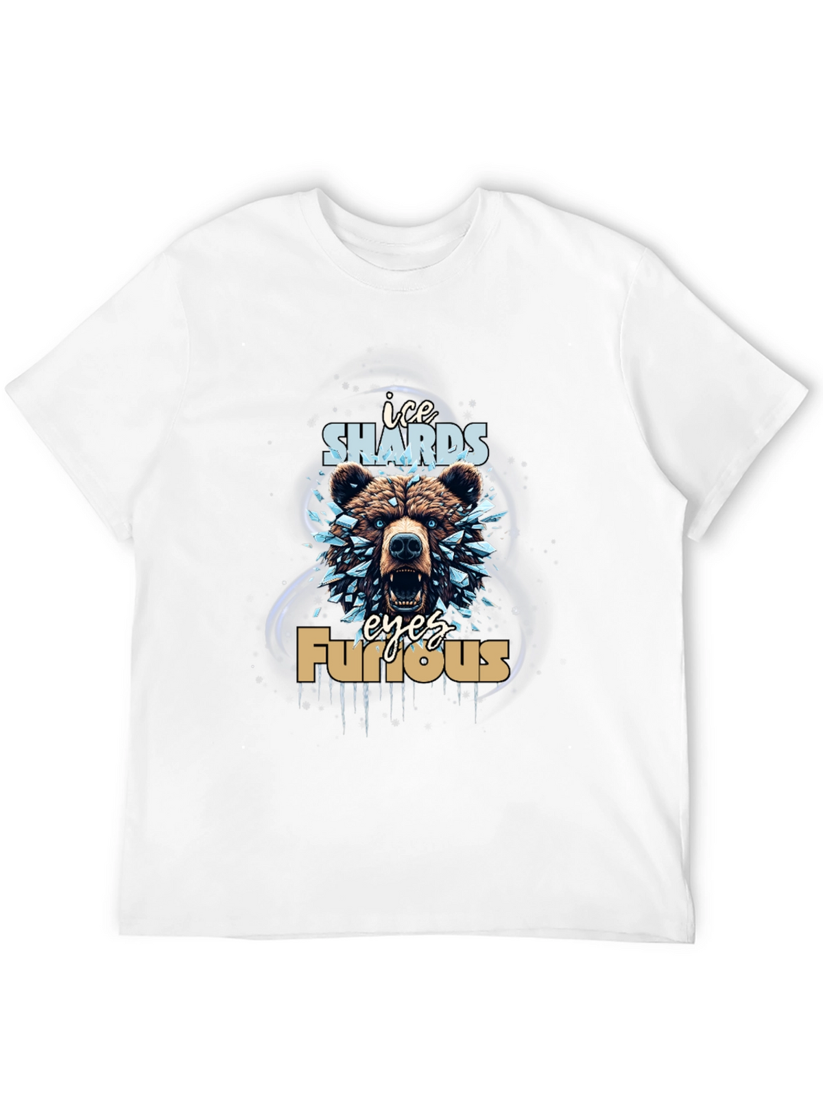 Ice Shards Furious Eyes Bear Graphic Tee