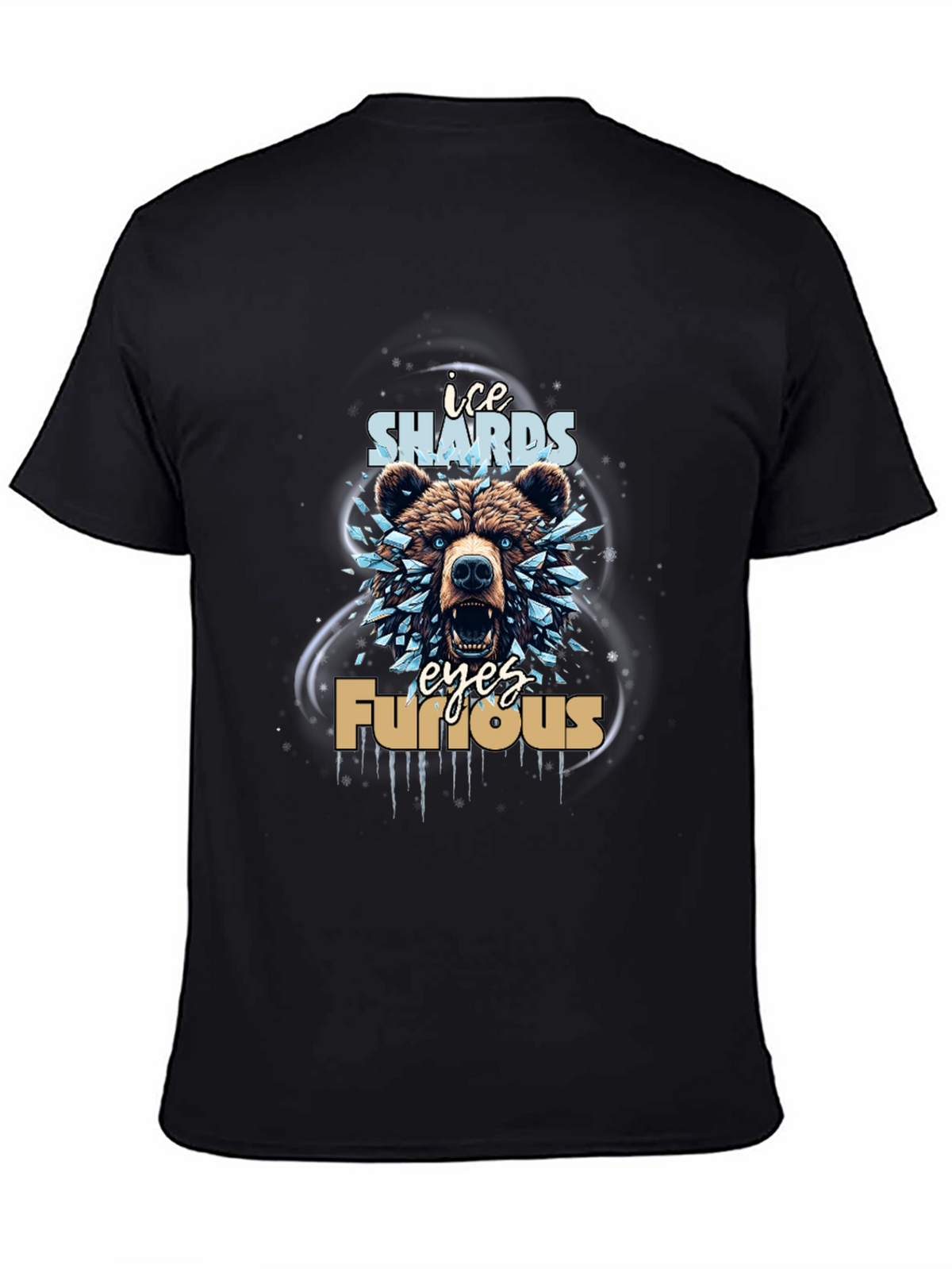 Ice Shards Furious Eyes Bear Graphic Tee