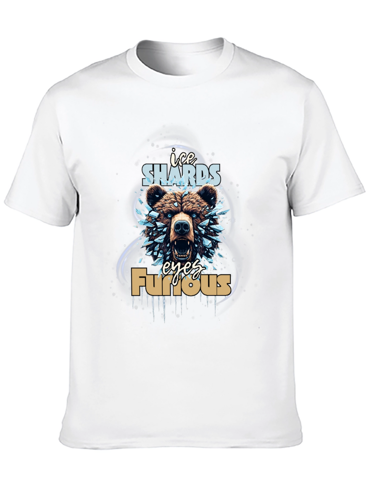 Ice Shards Furious Eyes Bear Graphic Tee