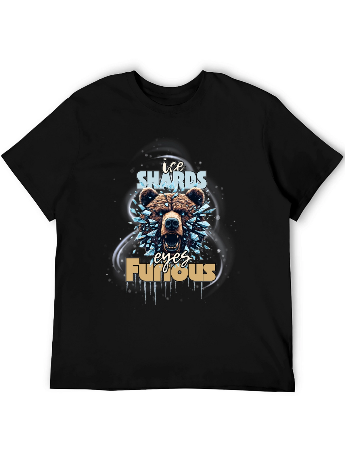 Ice Shards Furious Eyes Bear Graphic Tee