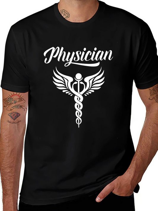 Physician Caduceus Black T-Shirt - Medical Professional Apparel