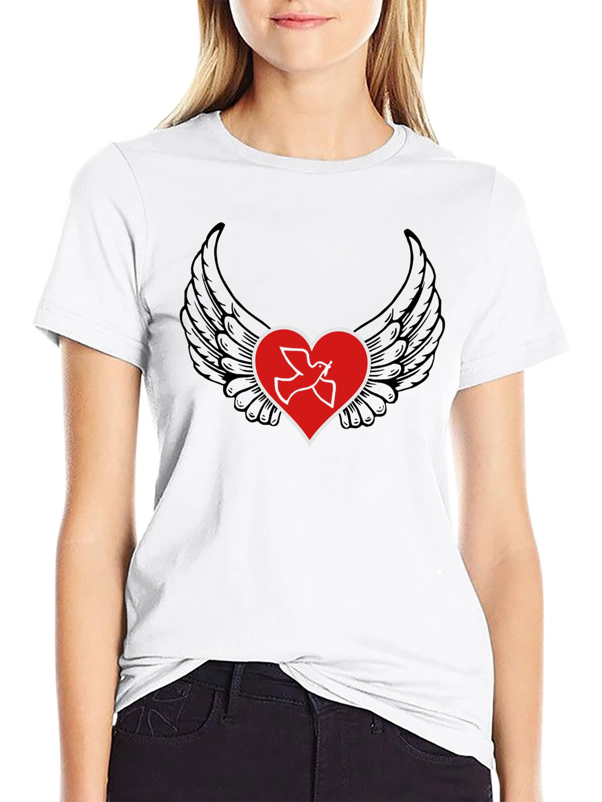 Heart Wings Peace Dove Graphic T-Shirt