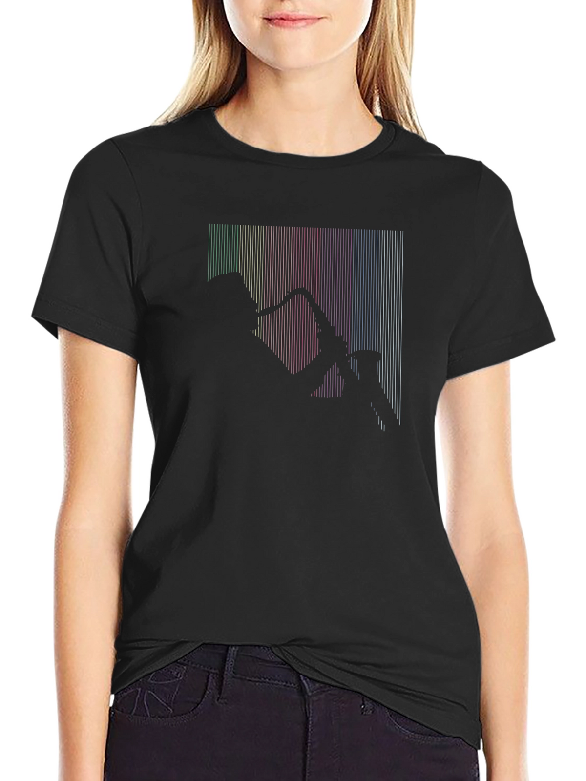 Saxophone Silhouette Rainbow Lines T-Shirt