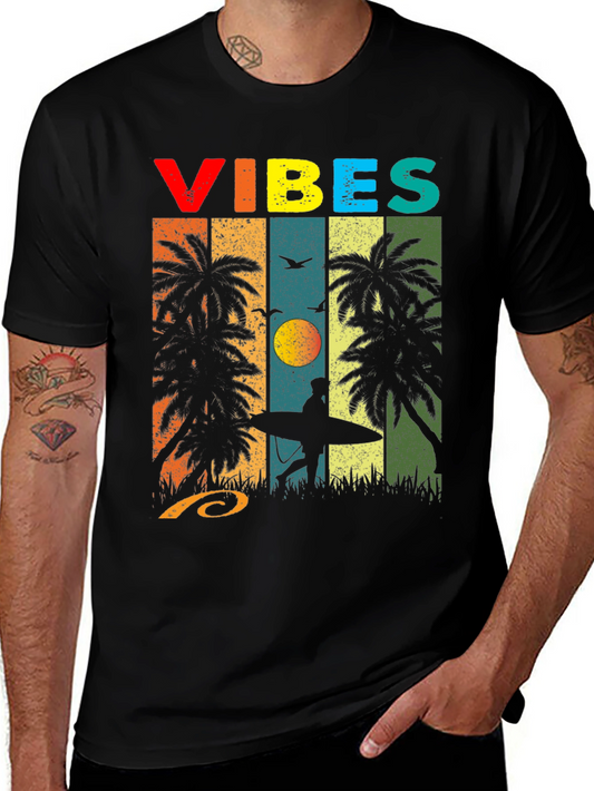 Retro Vibes Palm Tree Surf T-Shirt