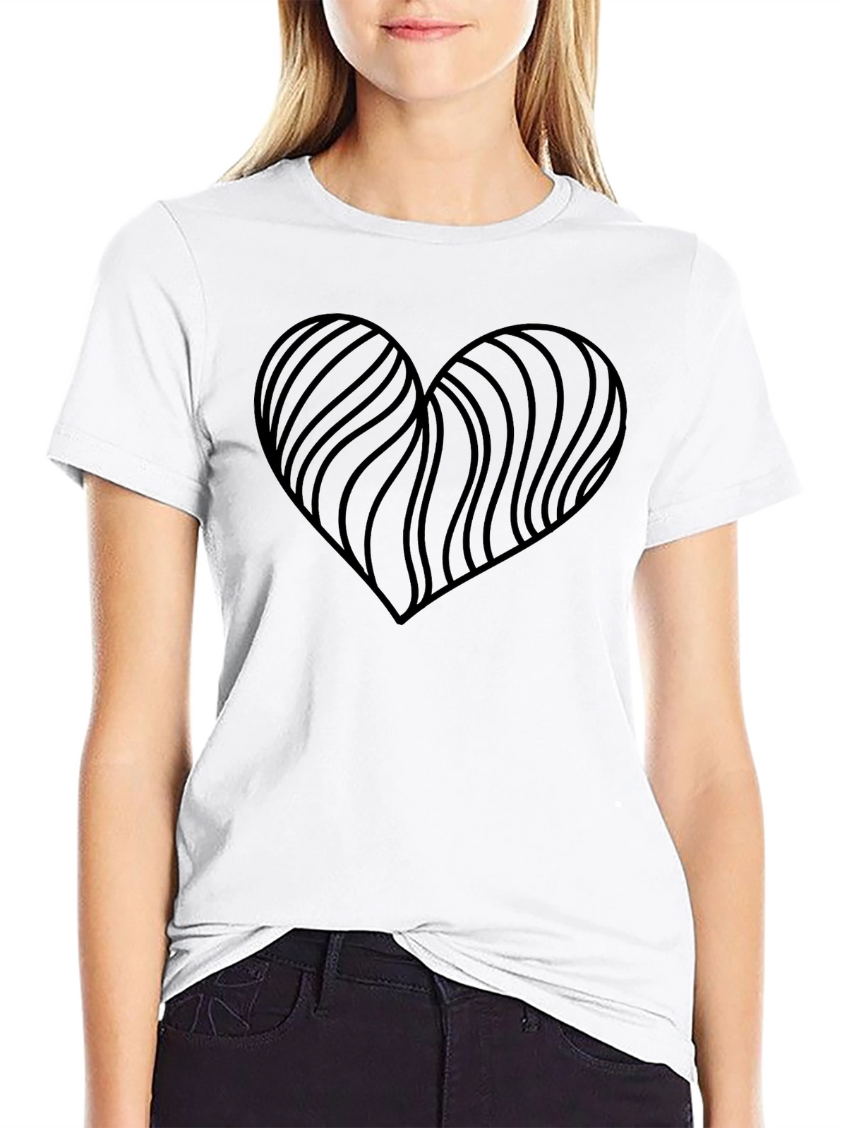 Heart Wave Graphic Tee - Stylish Mens Black T-Shirt