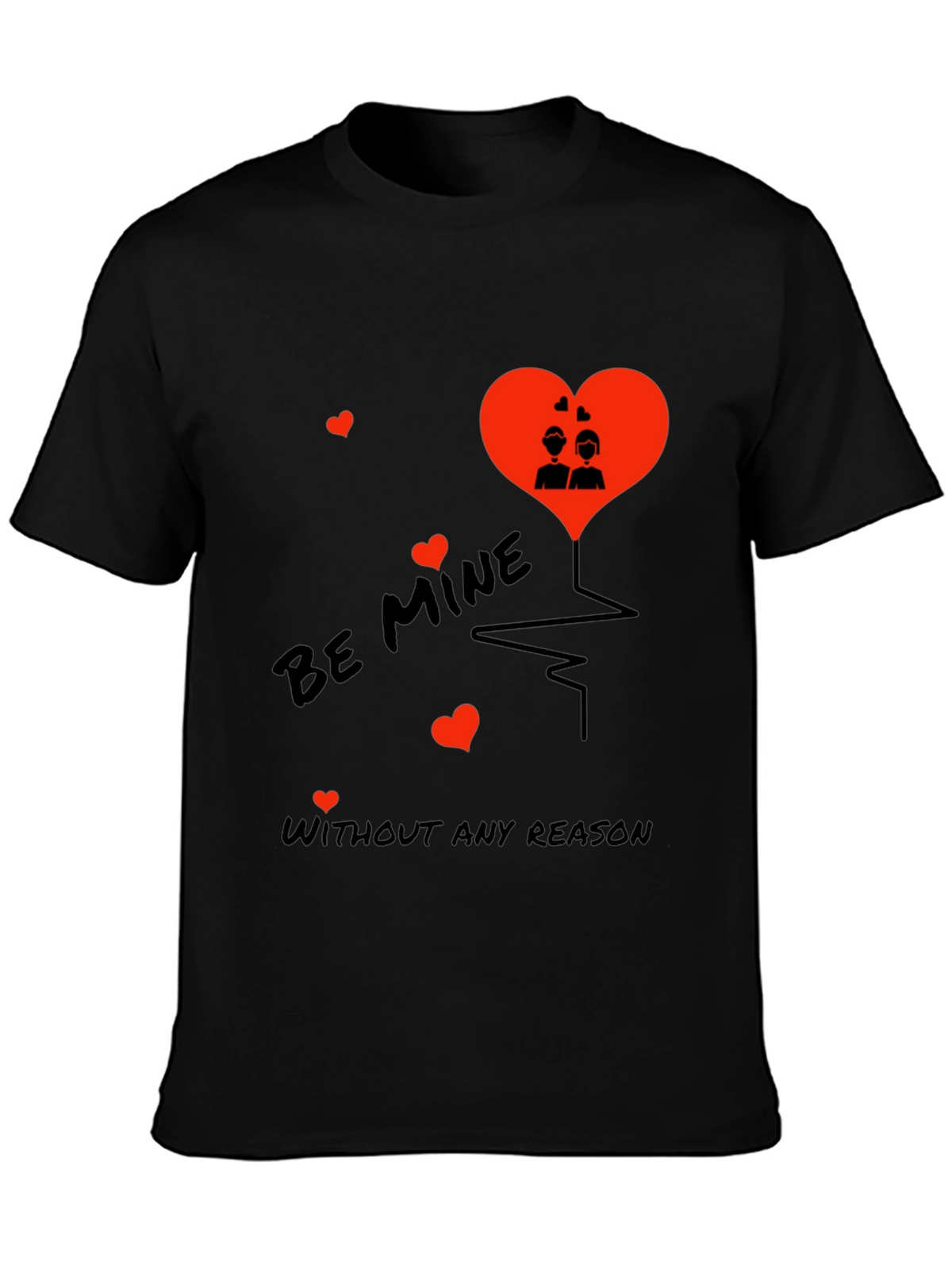 Romantic Be Mine Black T-Shirt