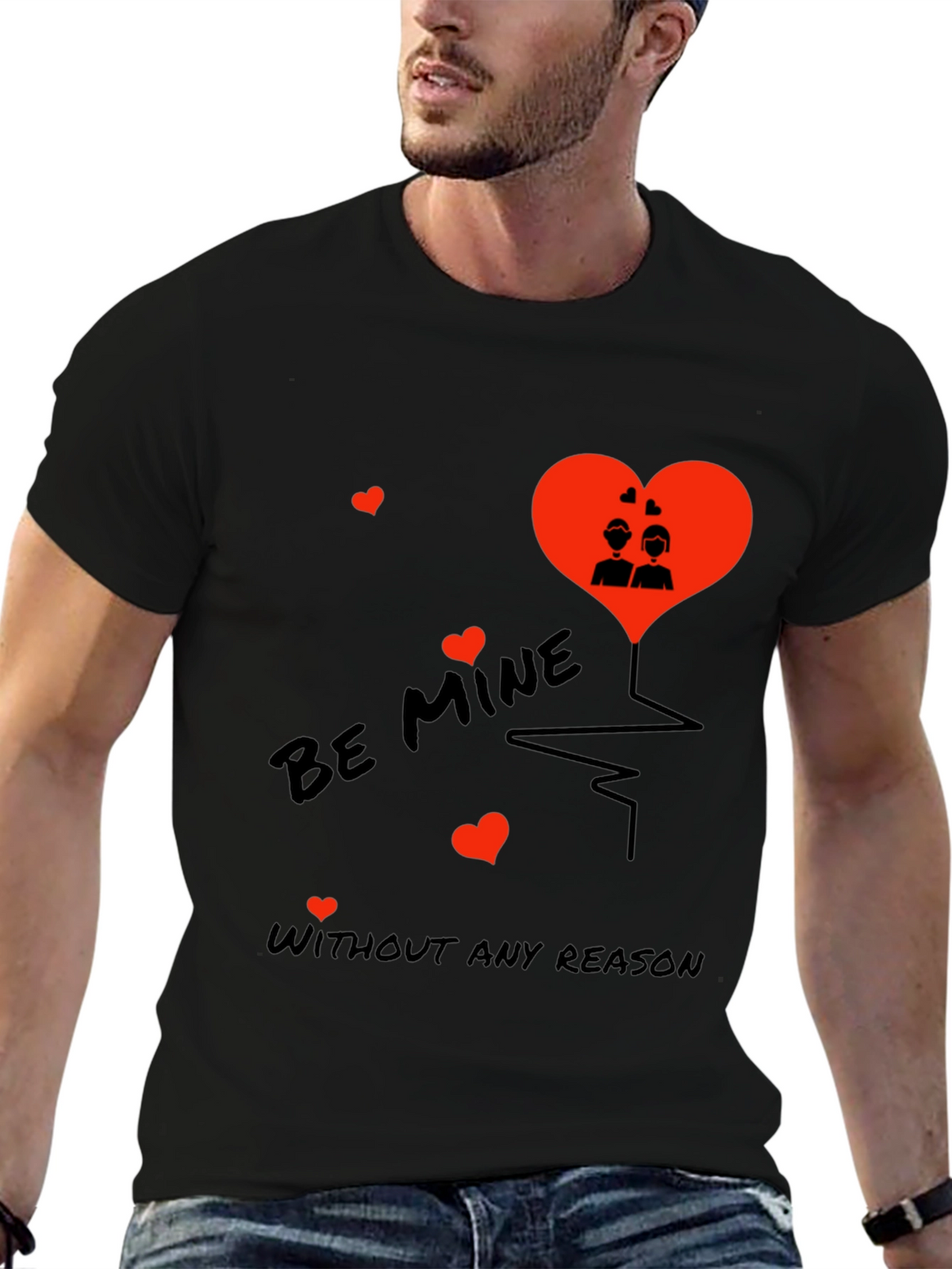 Romantic Be Mine Black T-Shirt