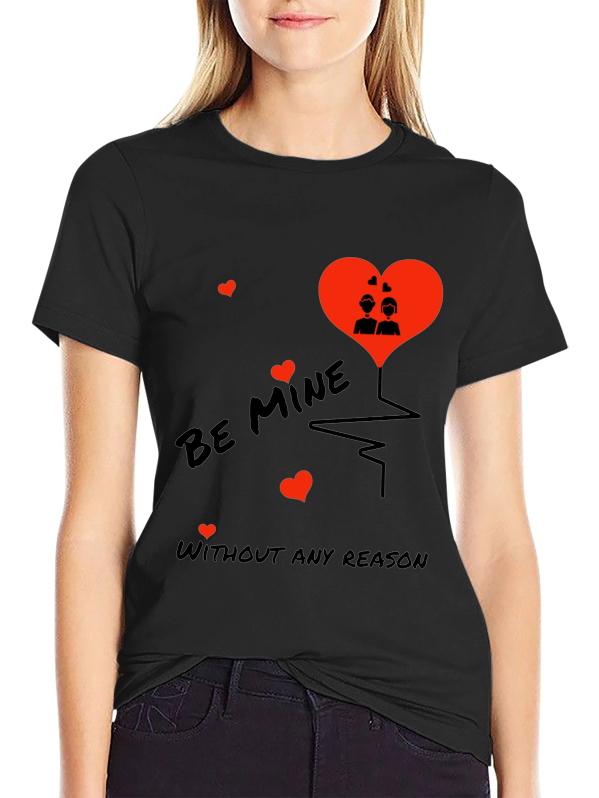 Romantic Be Mine Black T-Shirt
