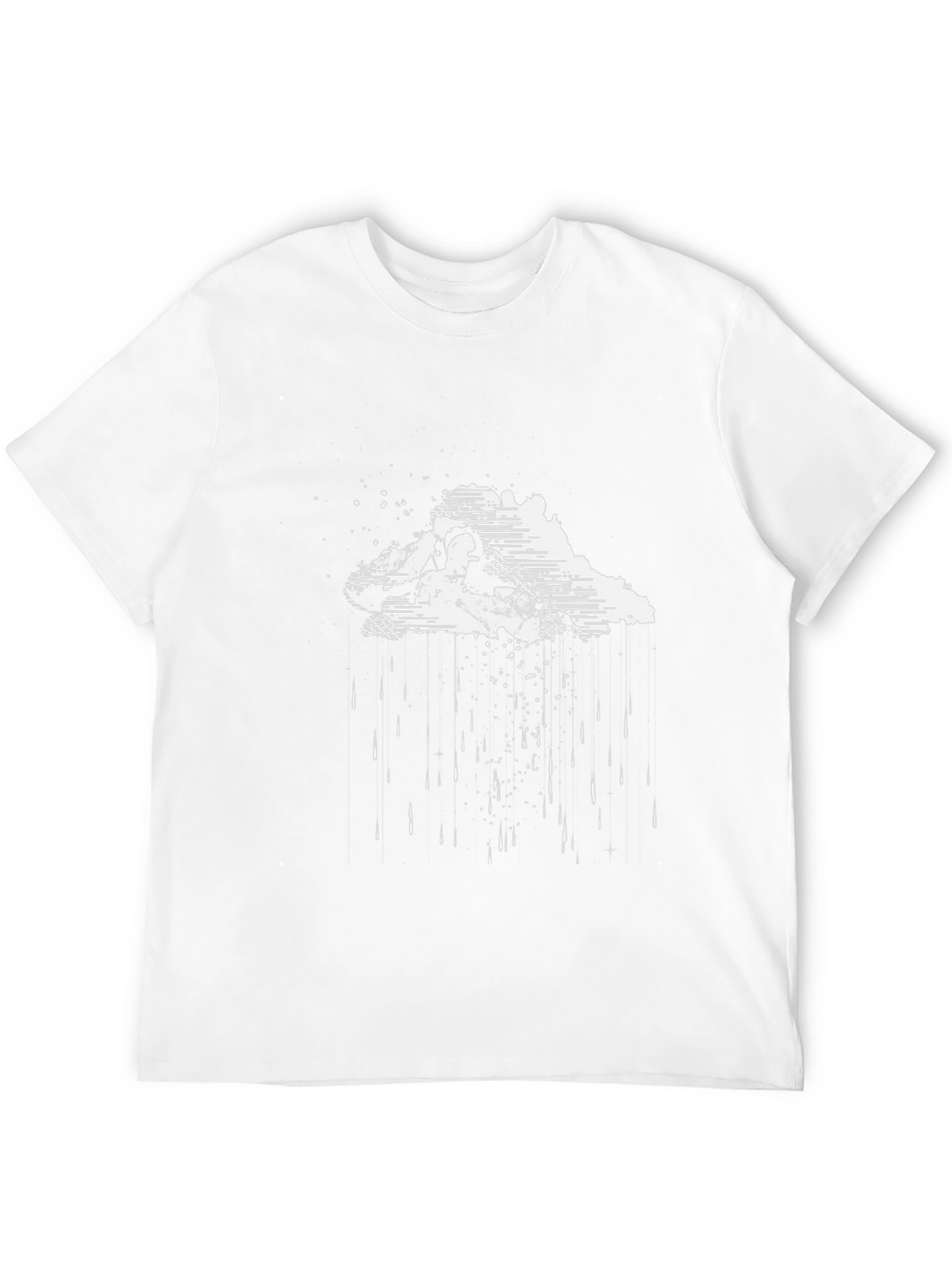 Artistic Rain Cloud Graphic Tee - Black Cotton