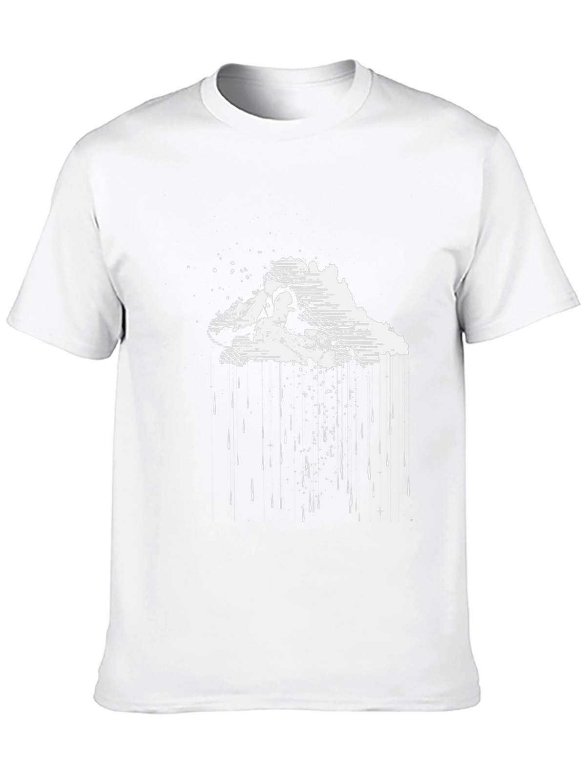 Artistic Rain Cloud Graphic Tee - Black Cotton