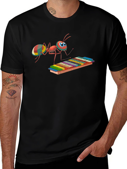 Musical Ant Graphic Tee - Quirky Cotton T-Shirt