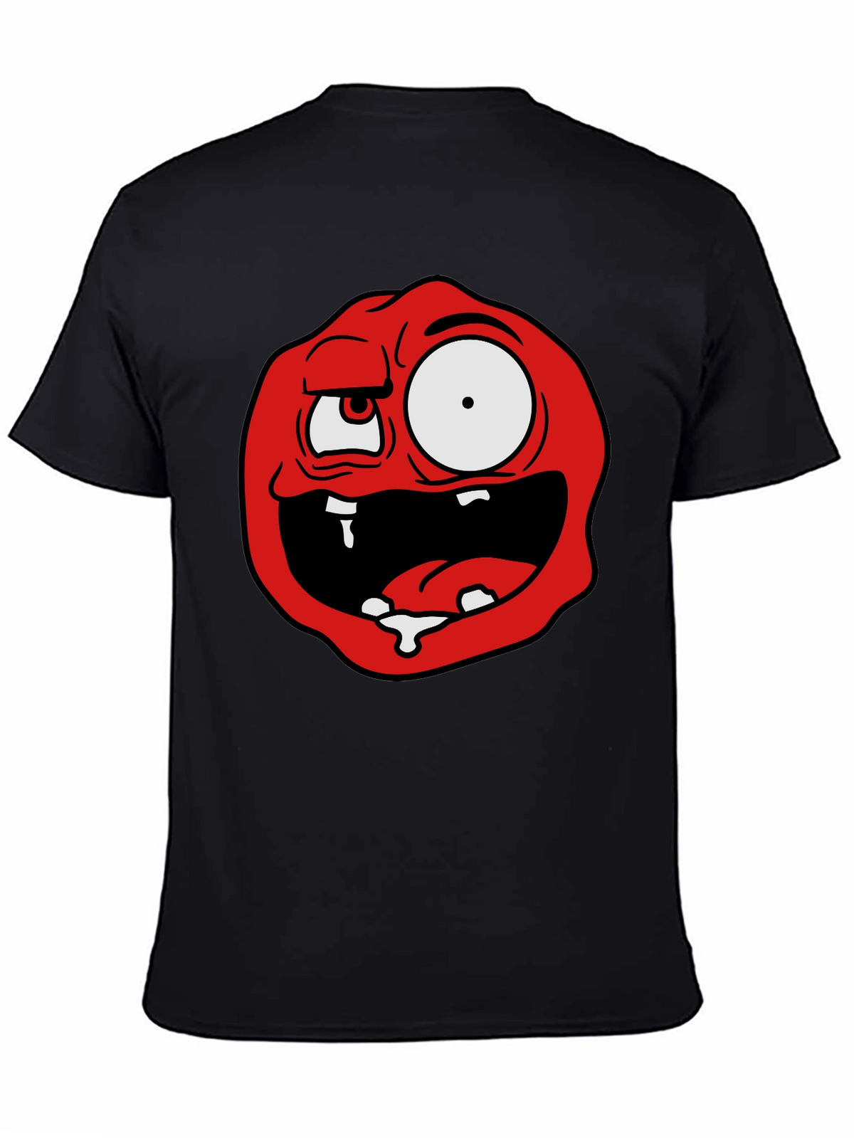 Cartoon Monster Graphic Tee - Black Cotton Blend